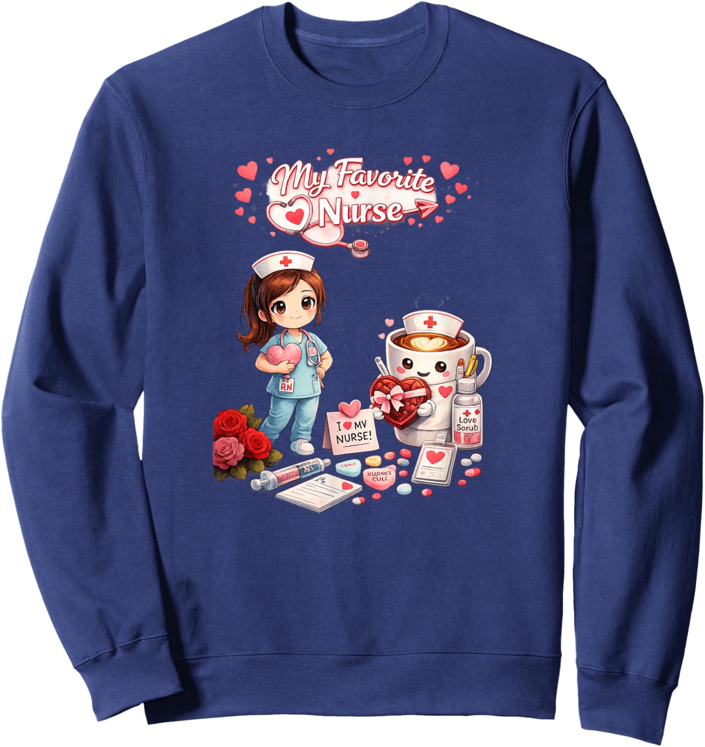 Nurse be My Valentine Sweatshirt - Sweatshirt | Navy