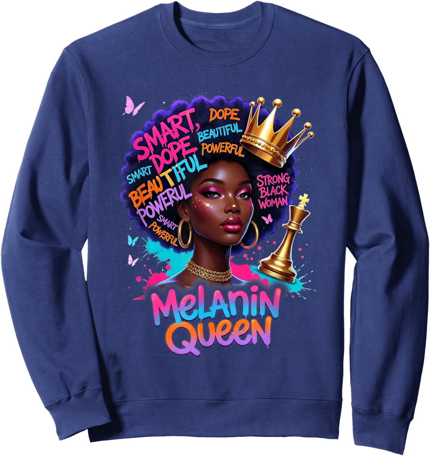 God African American Black Women Christian Afro Faith Sweatshirt - Sweatshirt | Navy
