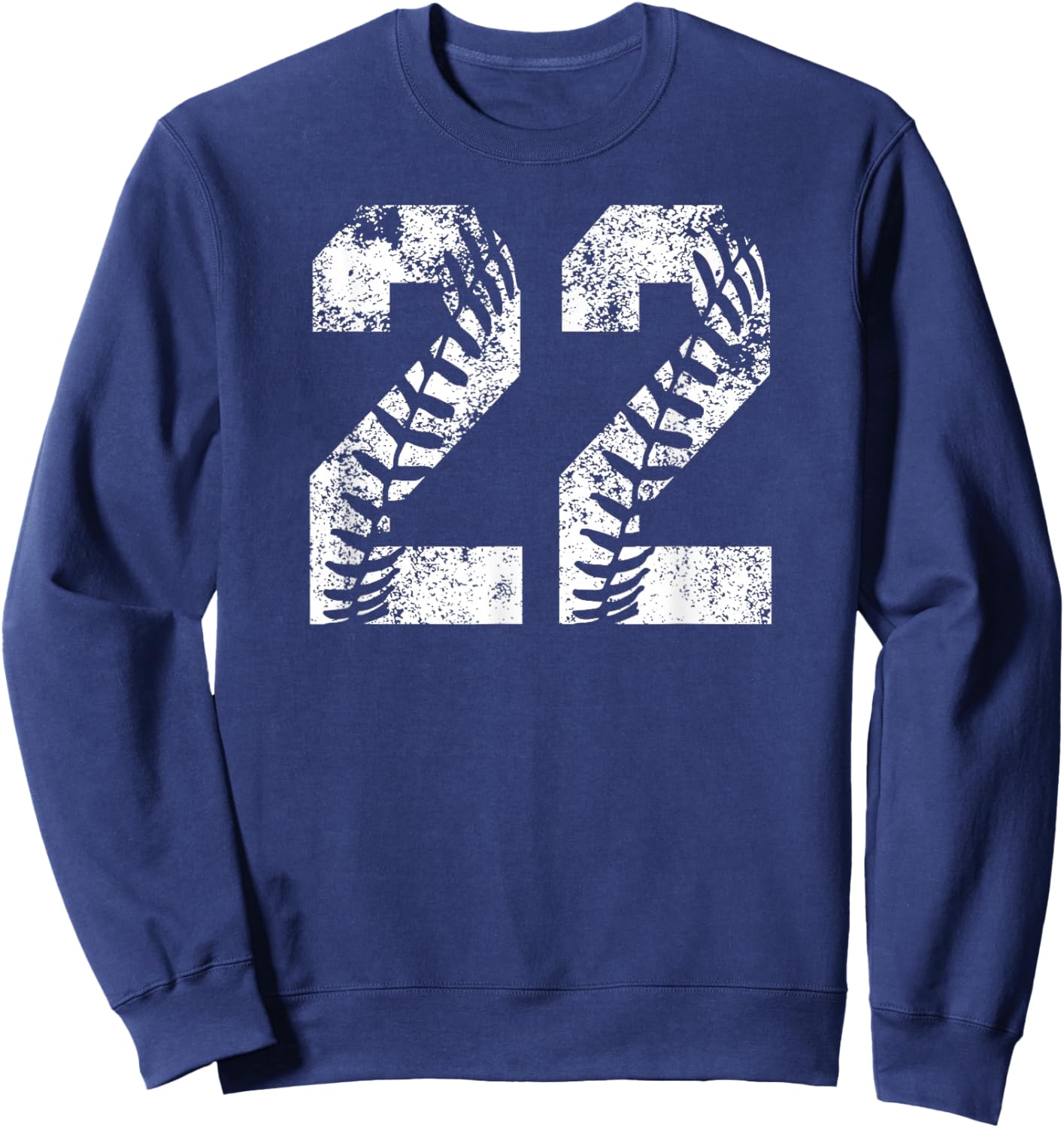 Vintage White Baseball Number 22 Jersey Player Uniform Sweatshirt - Sweatshirt | Navy