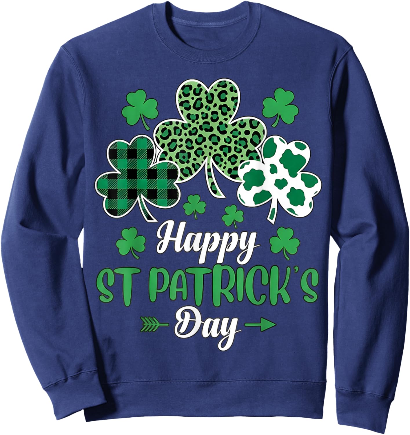 Happy St Patricks Day Irish Shamrock Women Girls Kids Sweatshirt - Sweatshirt | Navy