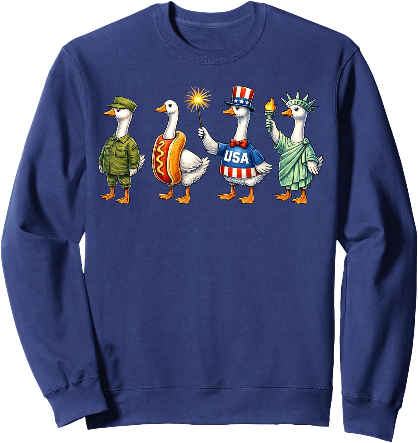 America Goose Squad Happy Fourth 4th of July American Flag Sweatshirt - Sweatshirt | Navy