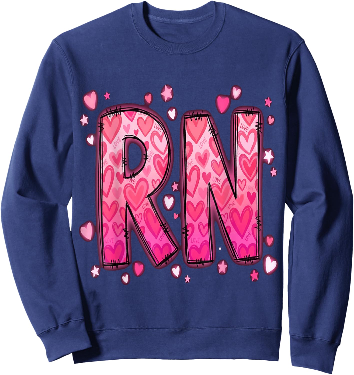 Healthcare Heart Registered Nurse RN Valentines Nurses Sweatshirt - Sweatshirt | Navy