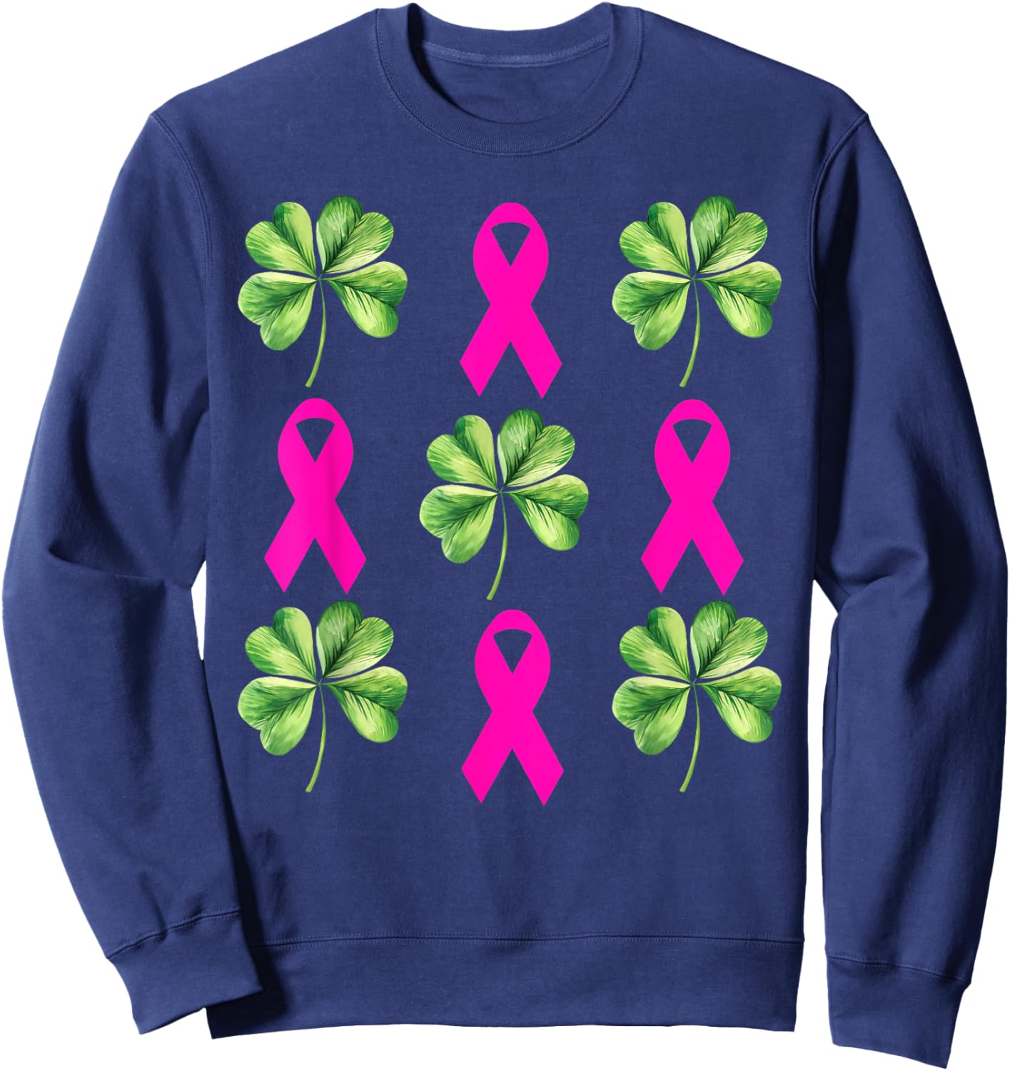 Shamrock Ribbon Mammography Mammo Radiology St Patrick’s Day Sweatshirt - Sweatshirt | Navy