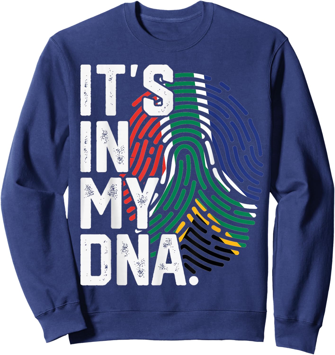 South Africa Roots Flag Fingerprint Graphic Patriotic Sweatshirt - Sweatshirt | Navy