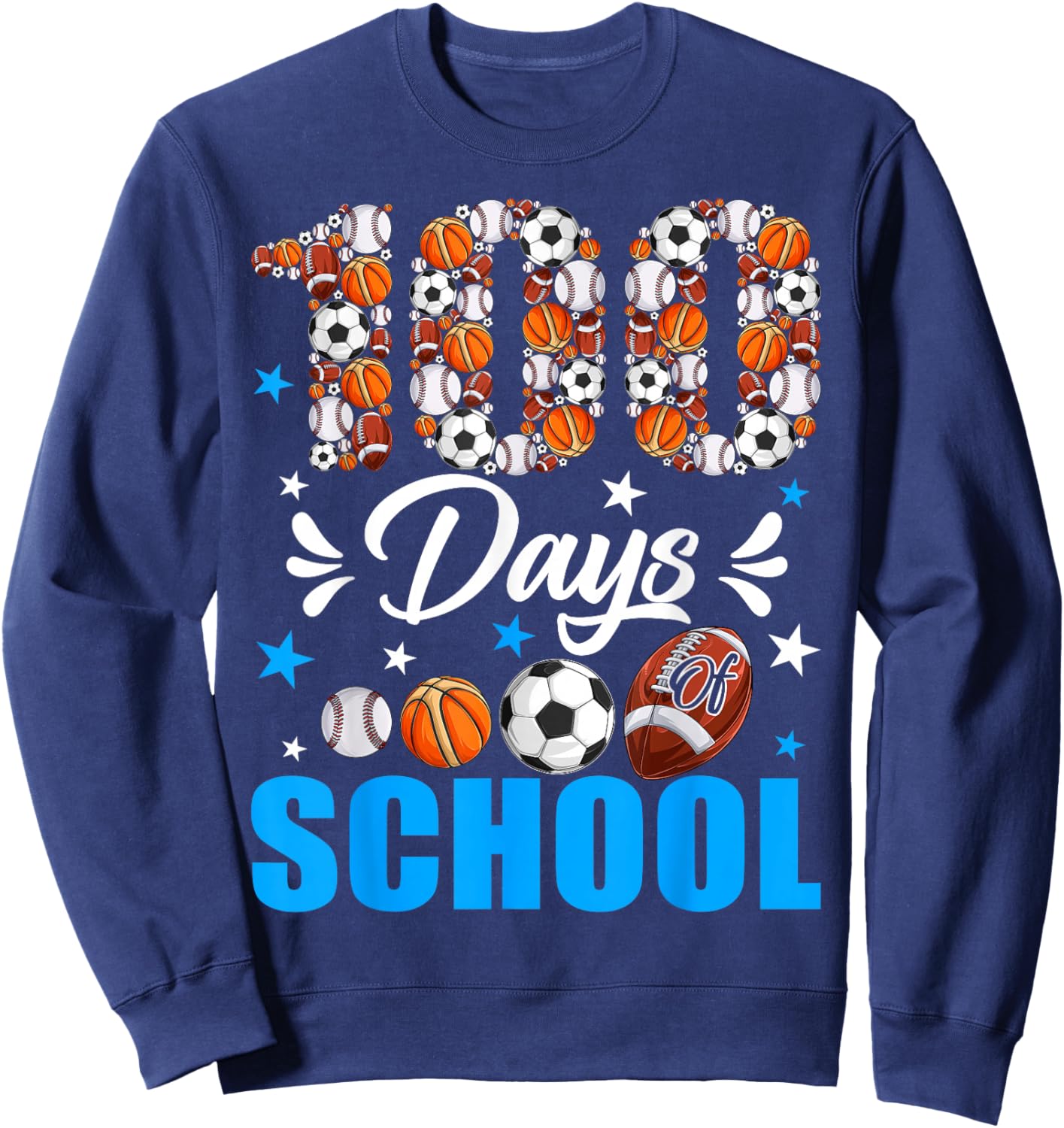 100 Days of School Sport Lovers 100th Day of School Boys Sweatshirt - Sweatshirt | Navy