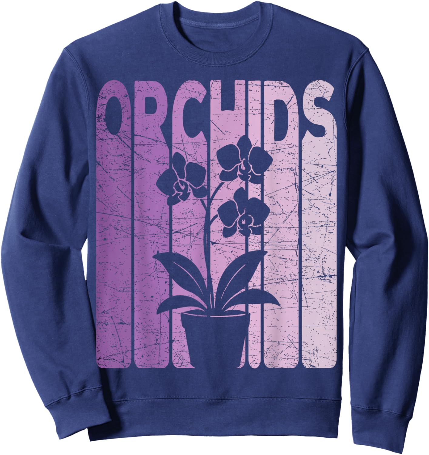 Orchids Vintage Botanist Retro Orchid Flower Gardening Sweatshirt - Sweatshirt | Navy