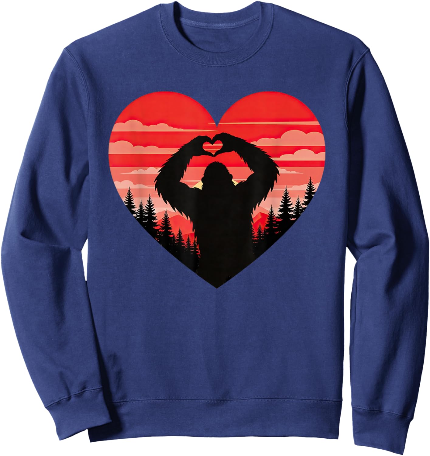 Bigfoot Valentine Sasquatch Heart Love Forest Men Boys Kids Sweatshirt - Sweatshirt | Navy