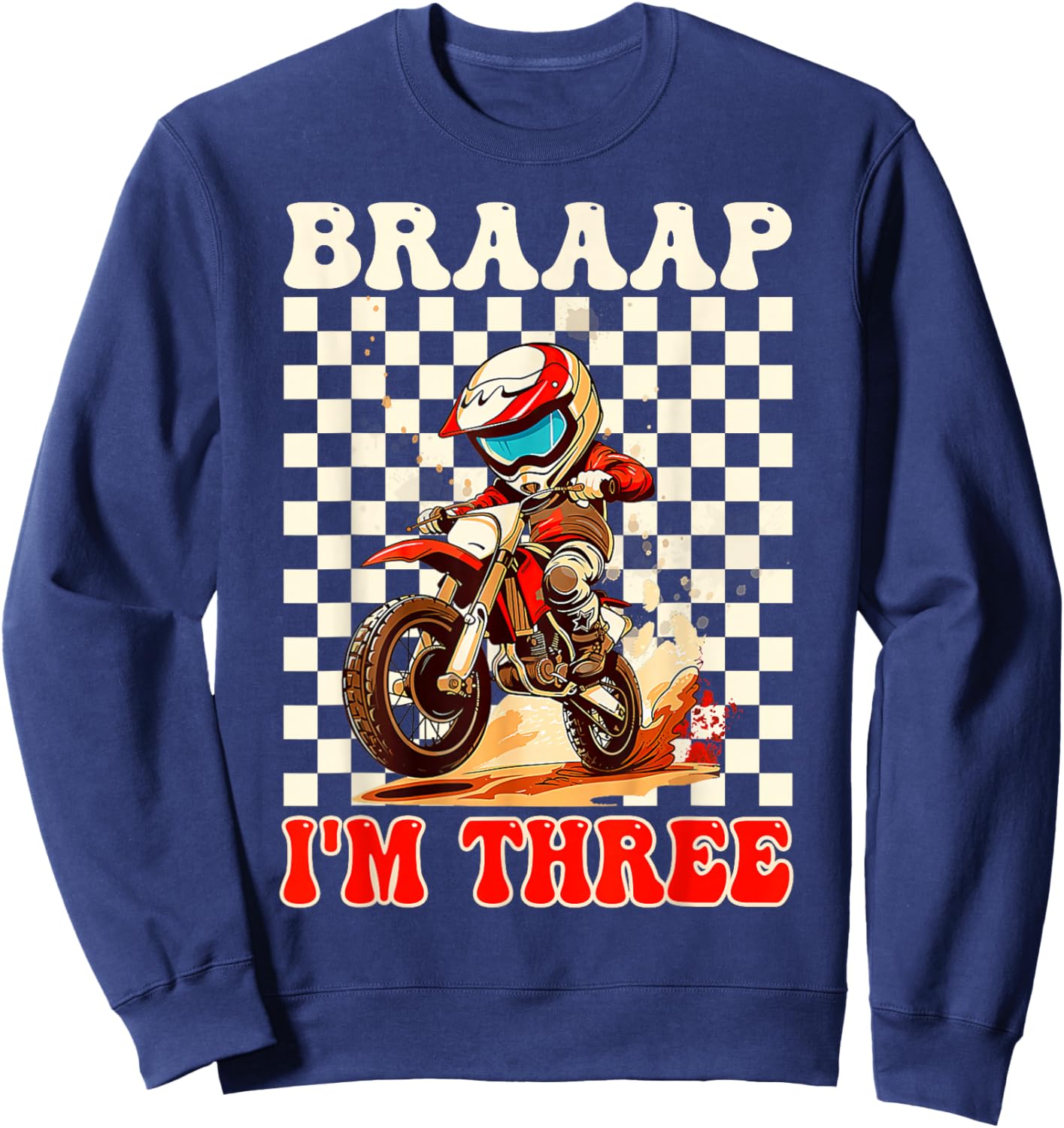 Kids It's My 3rd Birthday Boy Motocross Dirt Bike 3 Year Old Sweatshirt - Sweatshirt | Navy