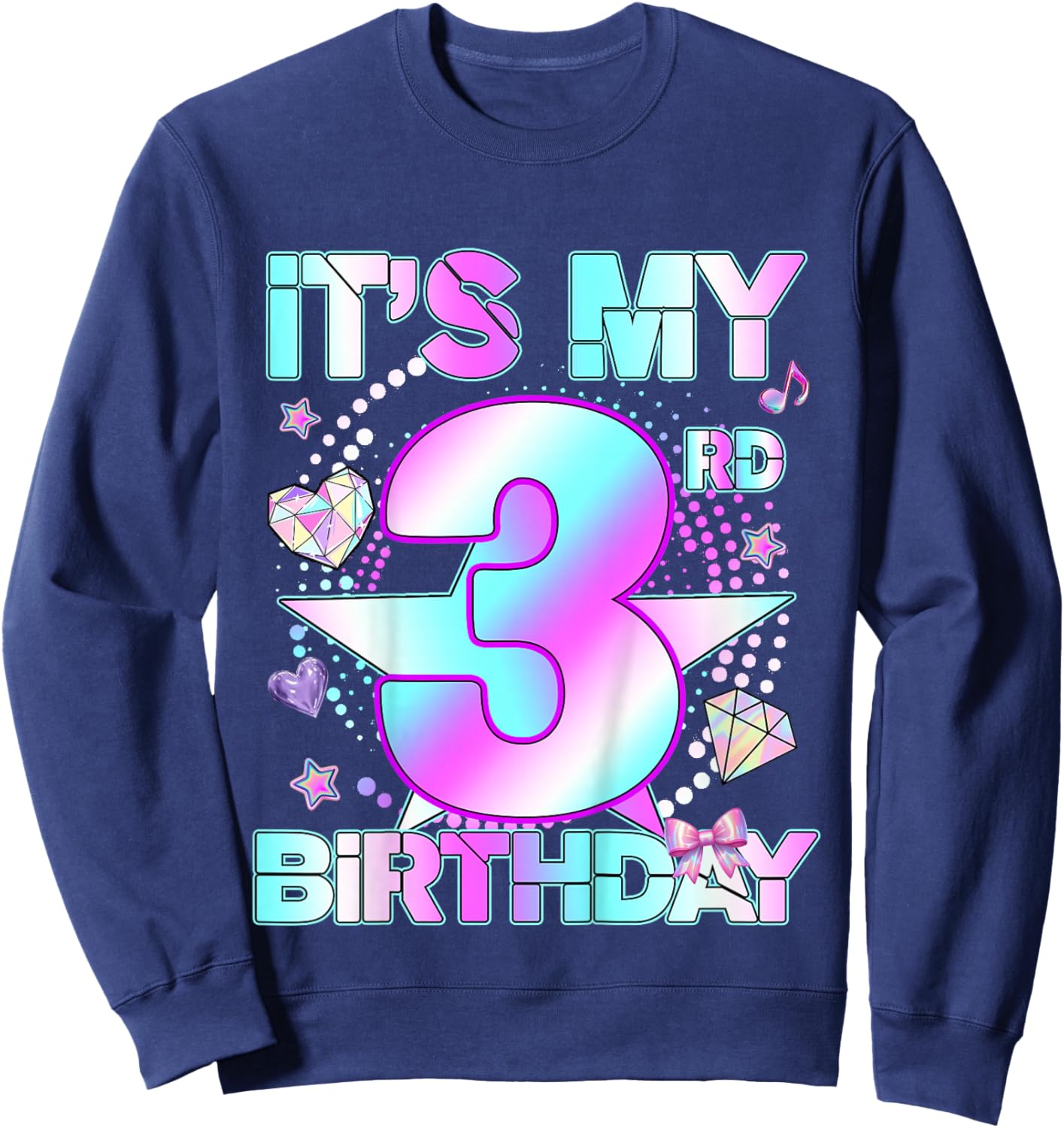 3 Years Old Birthday Kpop Kids Toddler 3rd Birthday Girl Sweatshirt - Sweatshirt | Navy