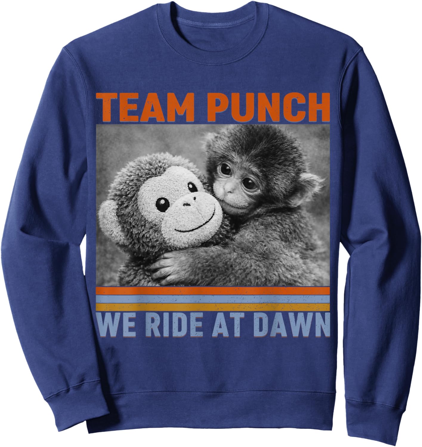 Retro Team Punch Monkey Ride At Dawn Hopecore Sweatshirt - Sweatshirt | Navy