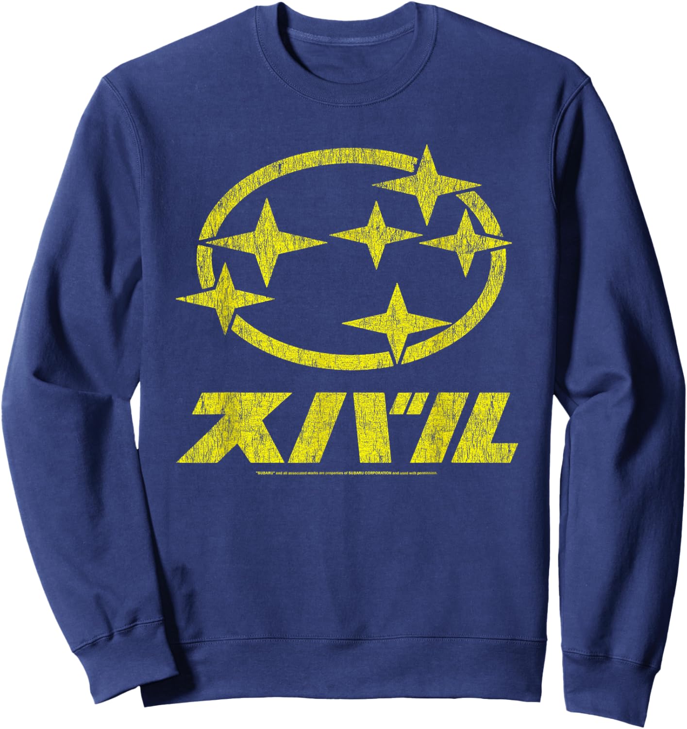Subaru Vintage Distressed Kanji Stars Logo Car Brand Sweatshirt - Sweatshirt | Navy