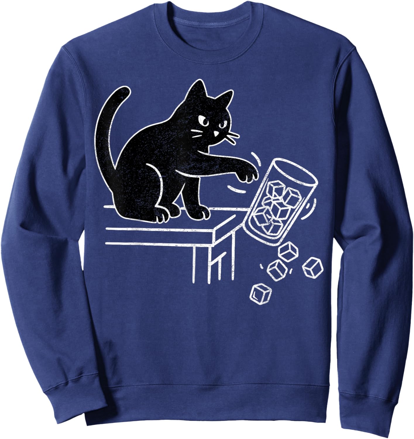 Abolish ICE Funny Black Cat Pushing Ice Cat Meme Men Women Sweatshirt - Sweatshirt | Navy
