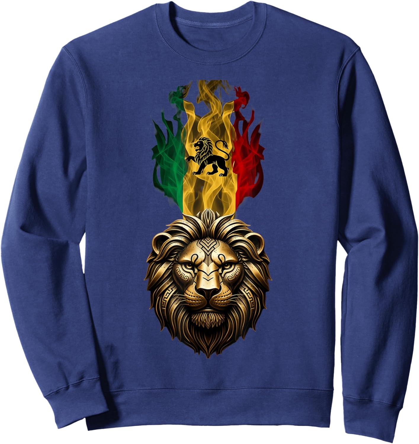 Rasta Reggae Lion of Judah Headphones Jamaican Reggae Music Sweatshirt - Sweatshirt | Navy