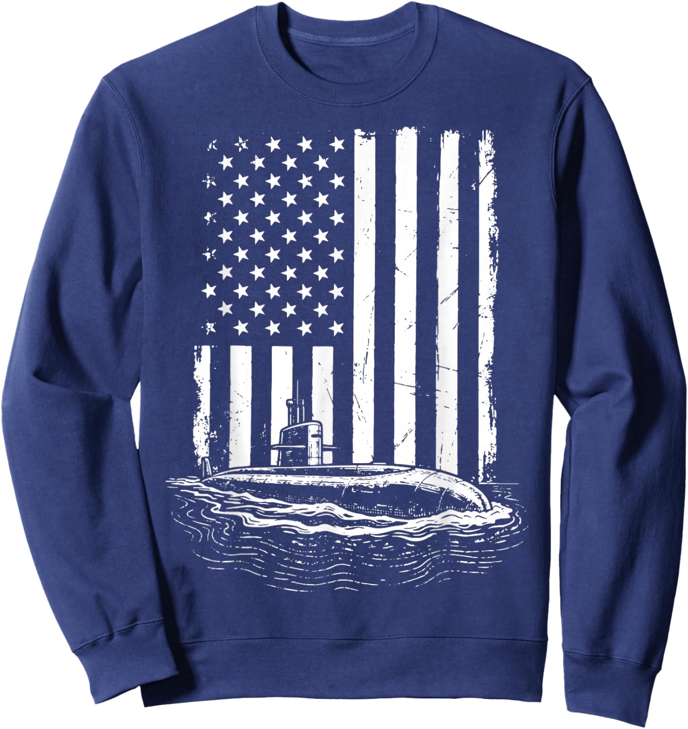 Submarine USA Flag Veteran 4th of July Sweatshirt - Sweatshirt | Navy