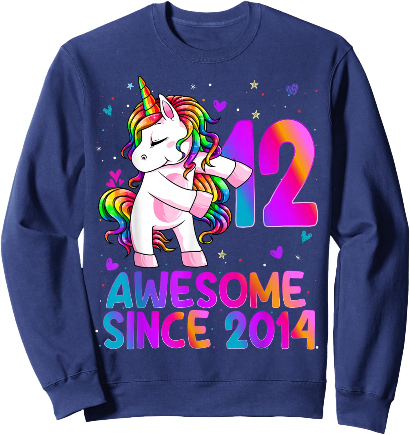 12 Year Old Girl Awesome Since 2014 12th Birthday Girl Sweatshirt - Sweatshirt | Navy