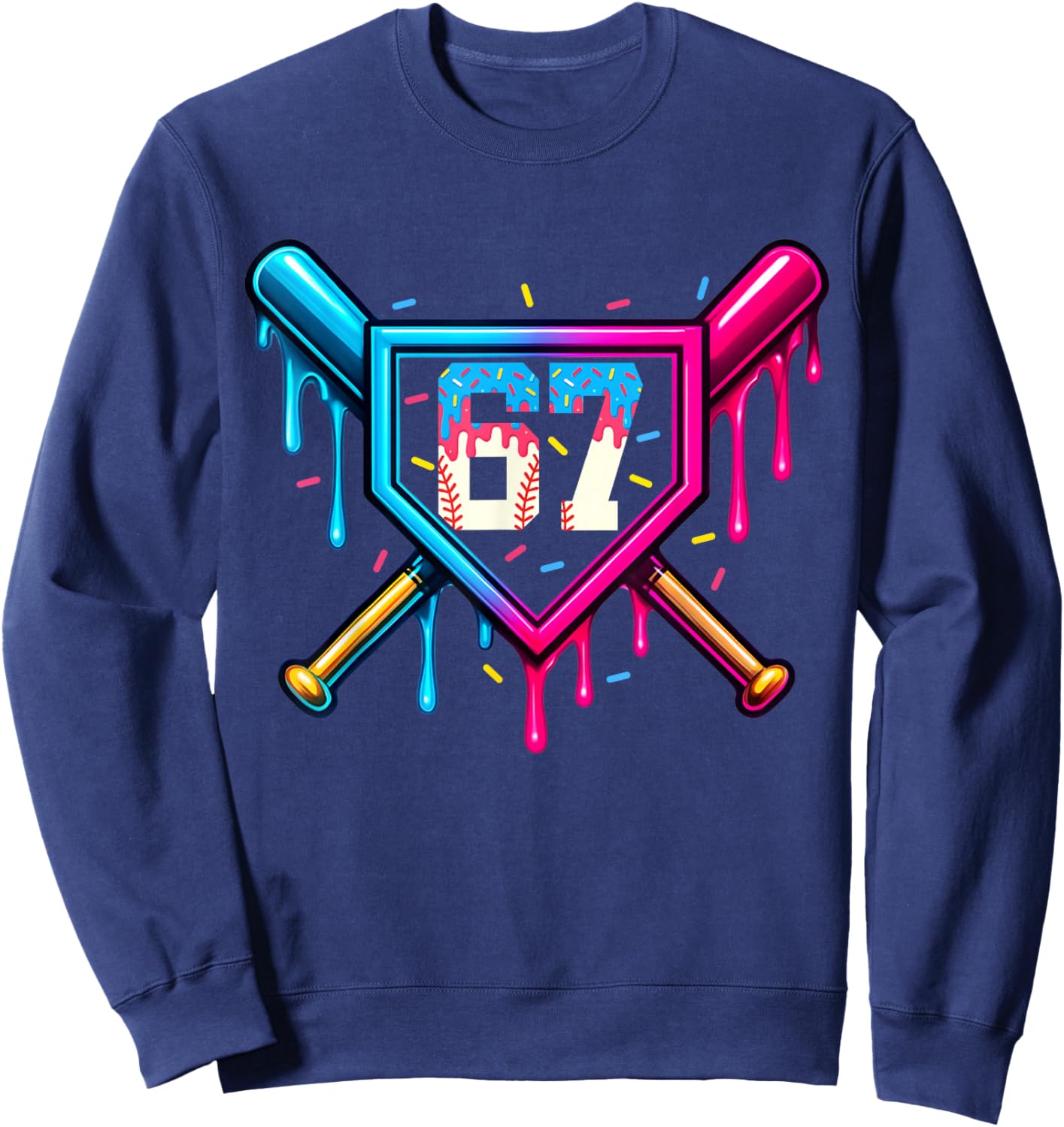 67 Ice Cream Drip Meme Six Seven Gen Alpha Slang Sweatshirt - Sweatshirt | Navy