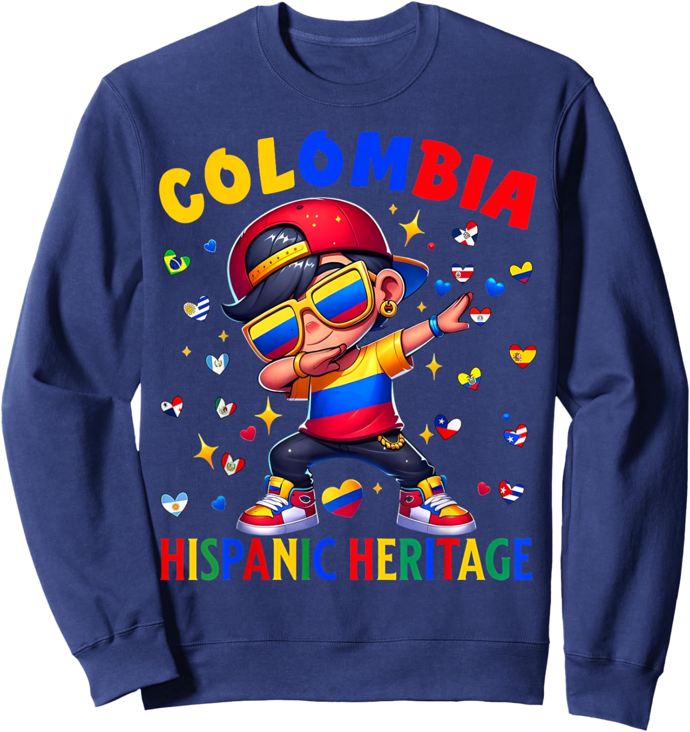 Hispanic Heritage Month Colombia Flag Colombian Boy Kids Sweatshirt - Sweatshirt | Navy