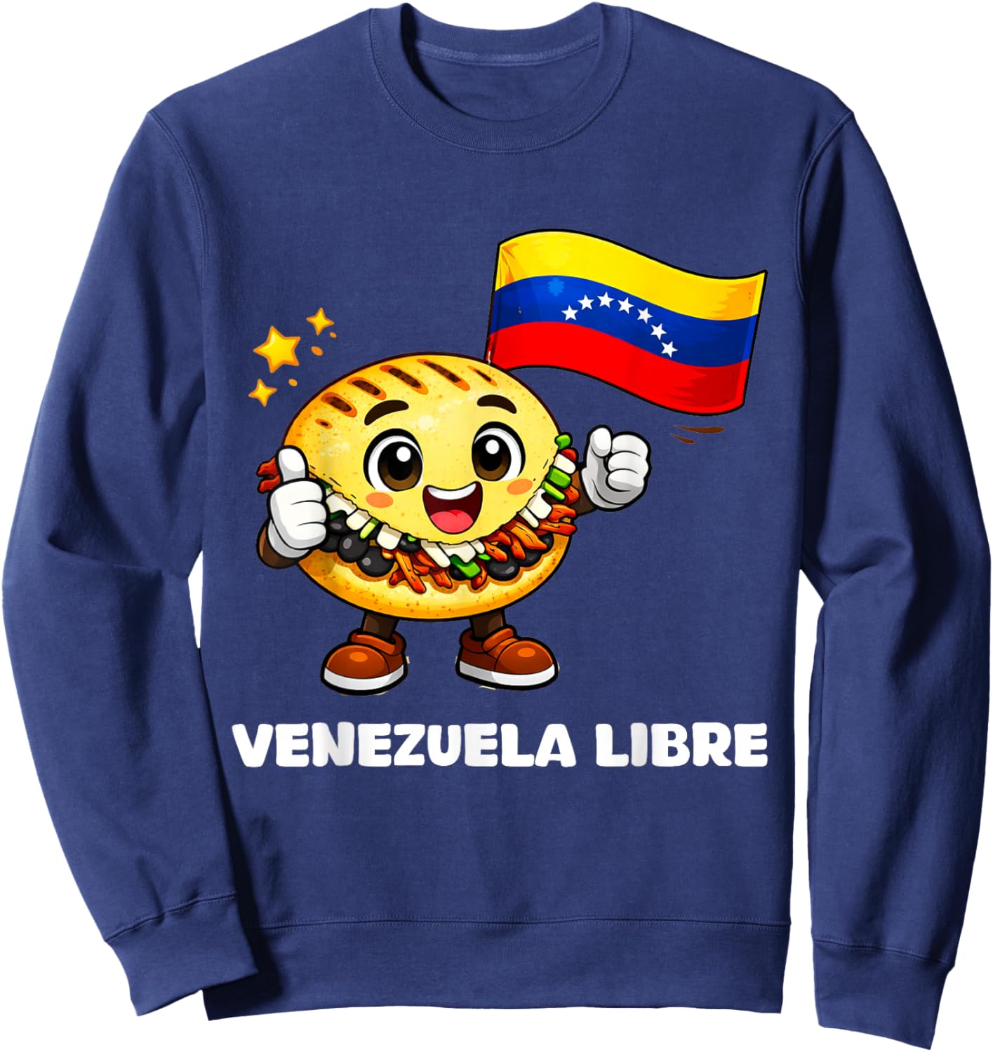 Venezuela Libre Venezuelan Freedom Strong Arepa Flag Sweatshirt - Sweatshirt | Navy