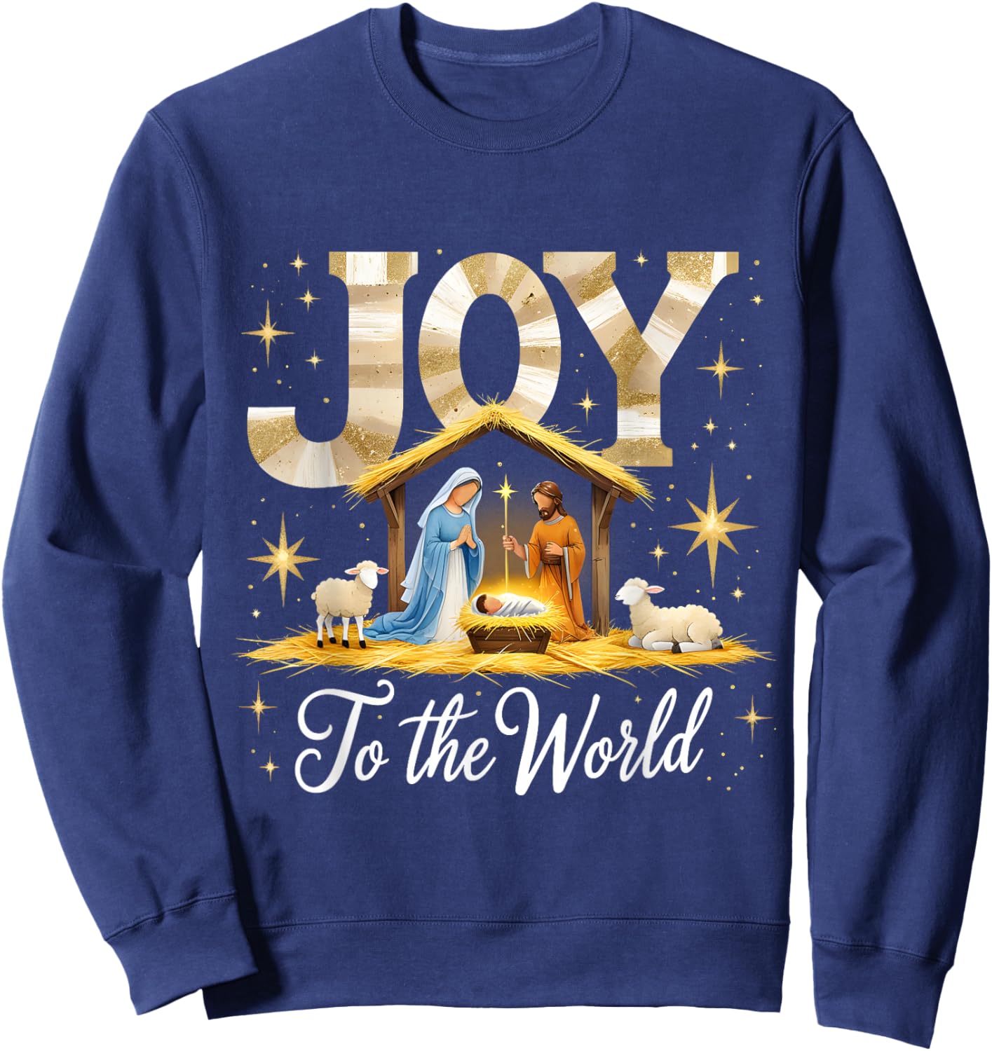 Joy to The World Nativity Scene Christmas Sweatshirt - Sweatshirt | Navy