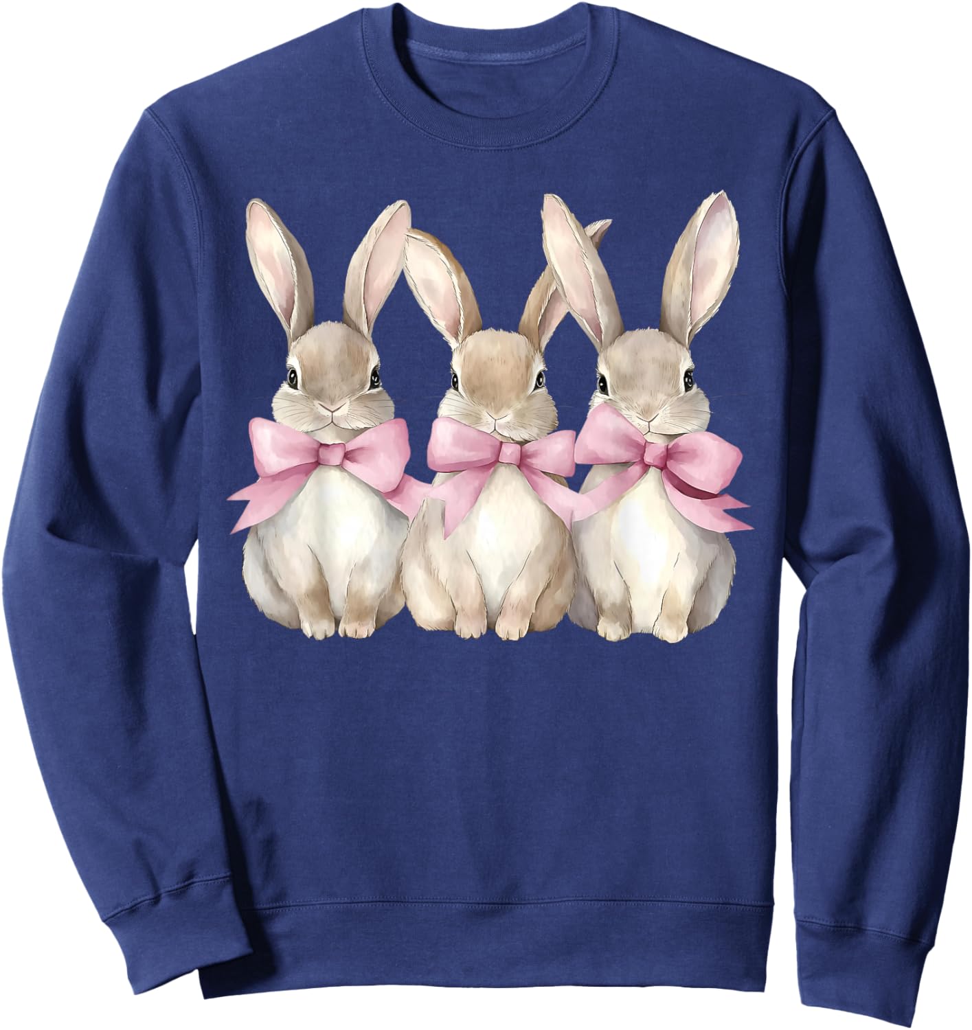 Funny Bunny Coquette Bow Rabbit Lovers Easter Retro Trendy Sweatshirt - Sweatshirt | Navy