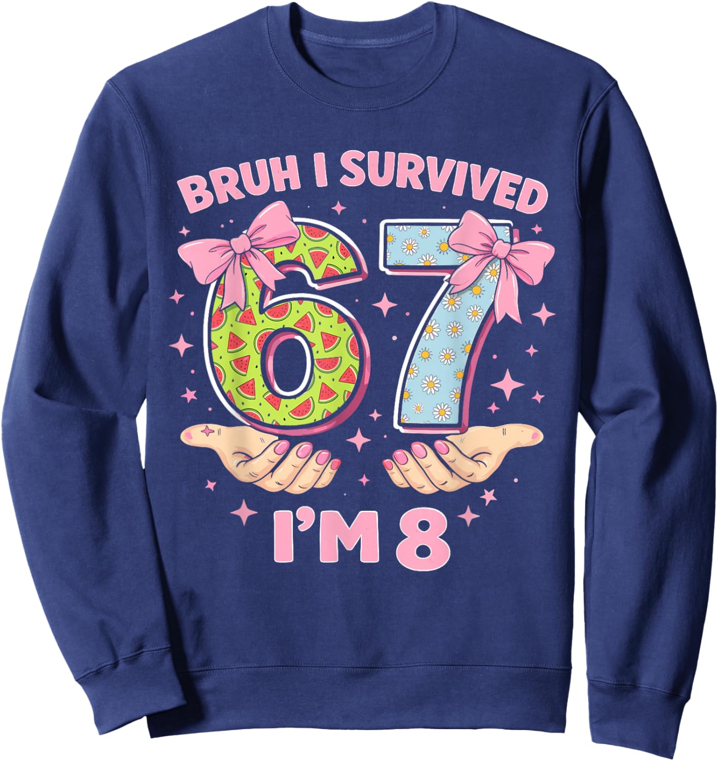 Bruh I Survived 6 and 7 Now I'm 8 Birthday Sweatshirt - Sweatshirt | Navy