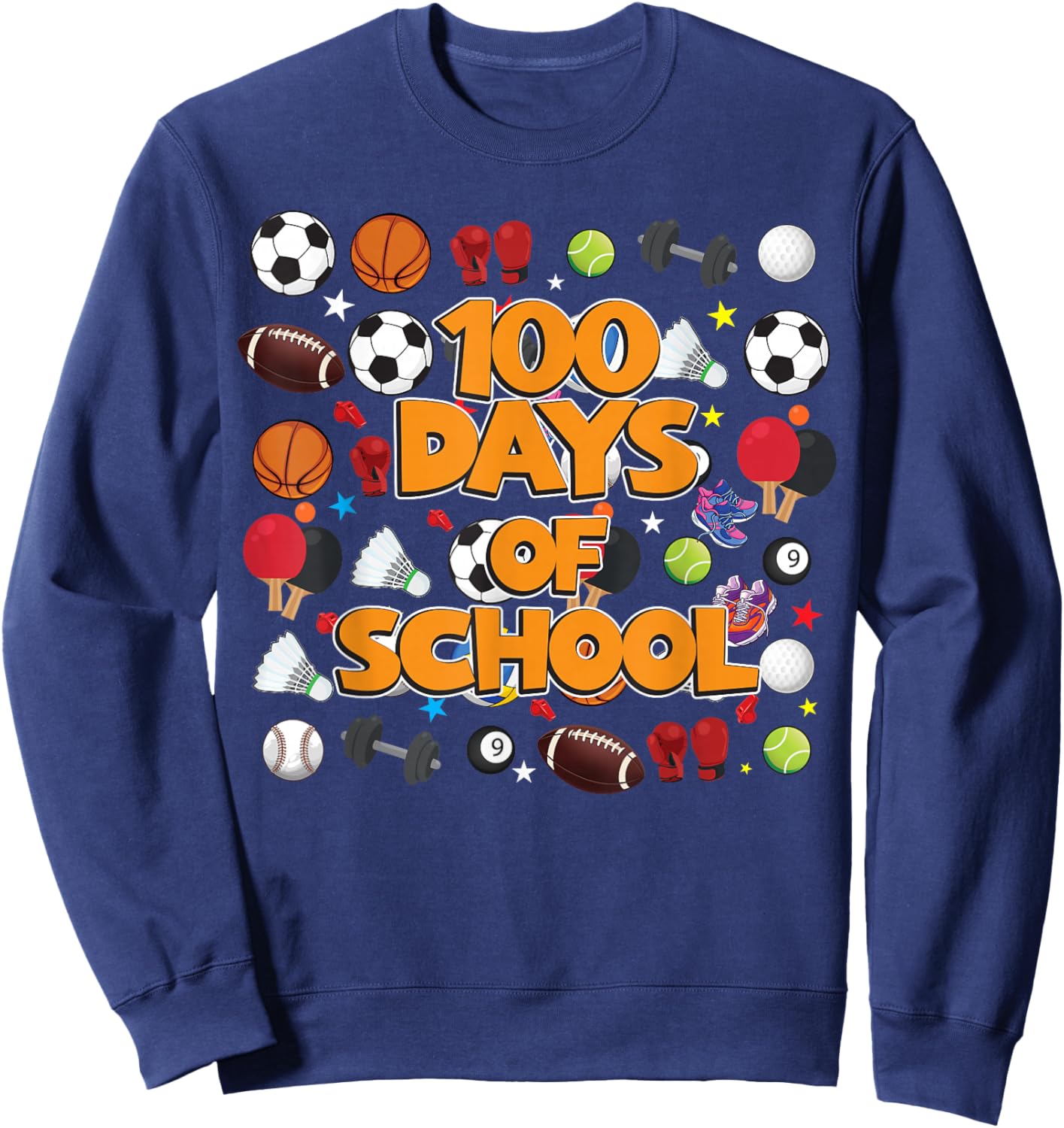 Happy 100 Days of School PE Teachers Kids Boys Girls Sweatshirt - Sweatshirt | Navy