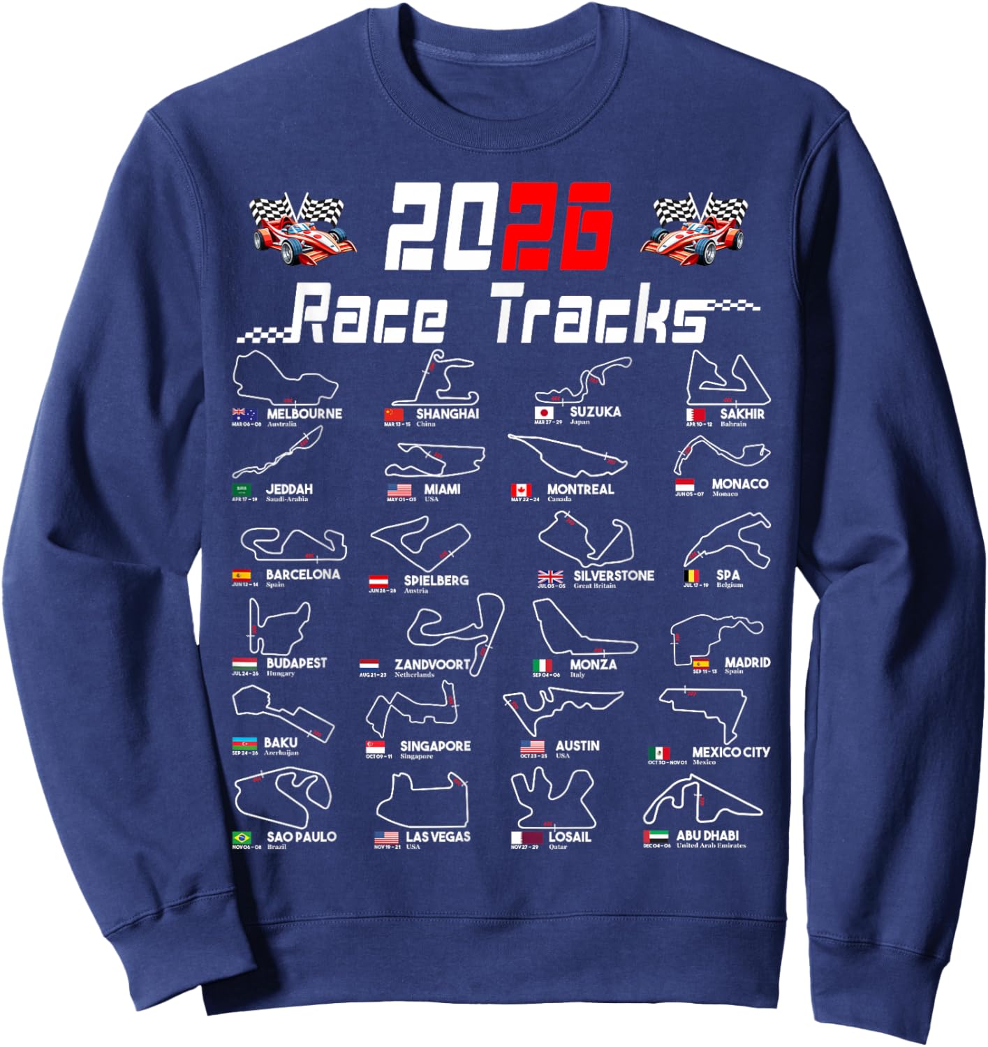 2026 Motorsport Racing Car Schedule Sweatshirt - Sweatshirt | Navy