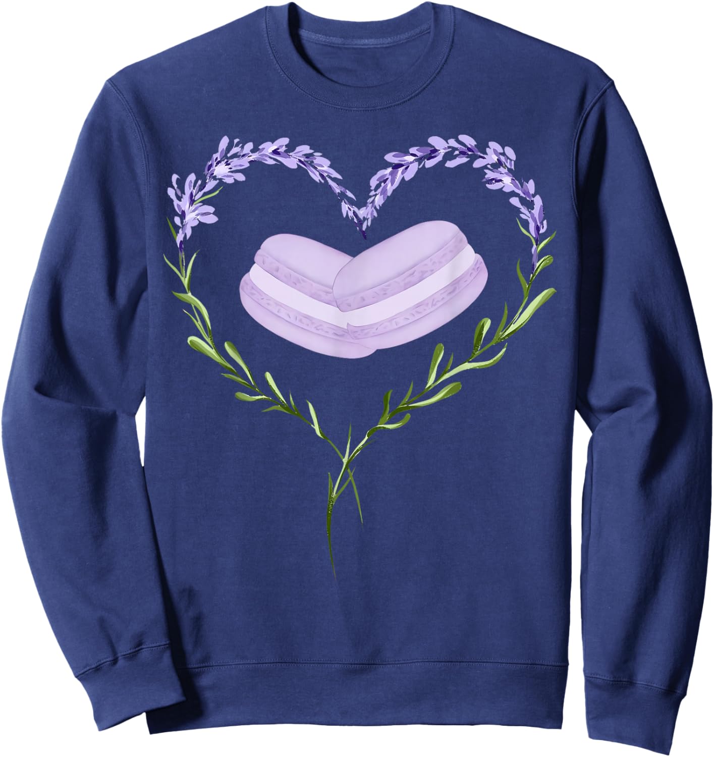 Cute Lavender Flower Heart Macaron Botanical Nature Lover Sweatshirt - Sweatshirt | Navy