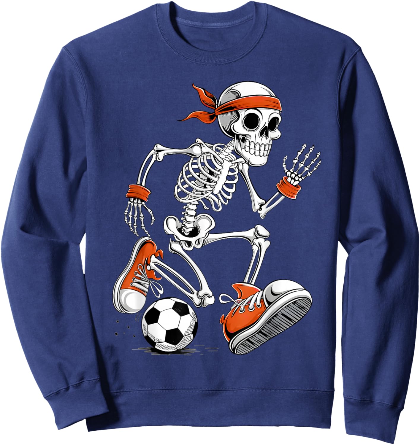 Funny Halloween Skeleton Soccer Football Costume Sweatshirt - Sweatshirt | Navy