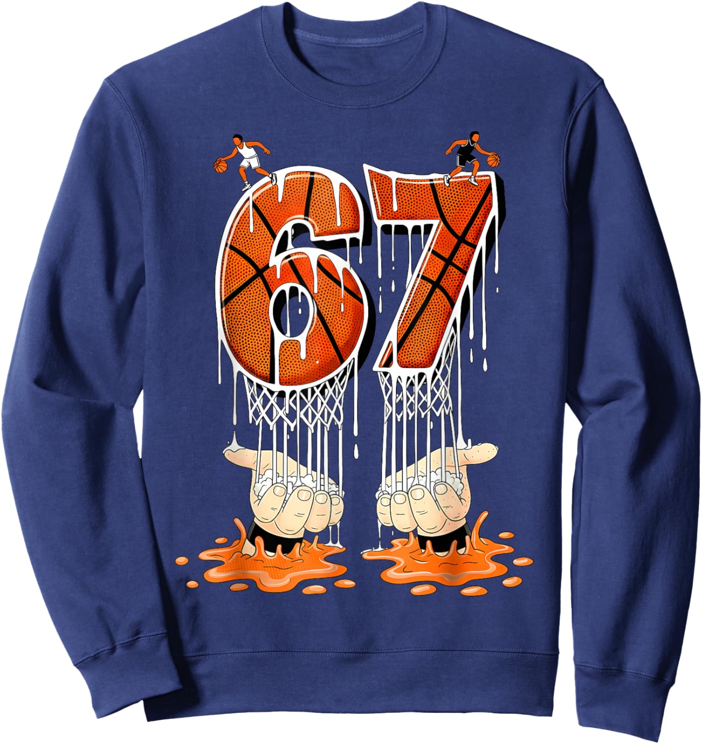 Basketball 67 Six Seven Funny Gen Alpha Meme Drip Boys Kids Sweatshirt - Sweatshirt | Navy