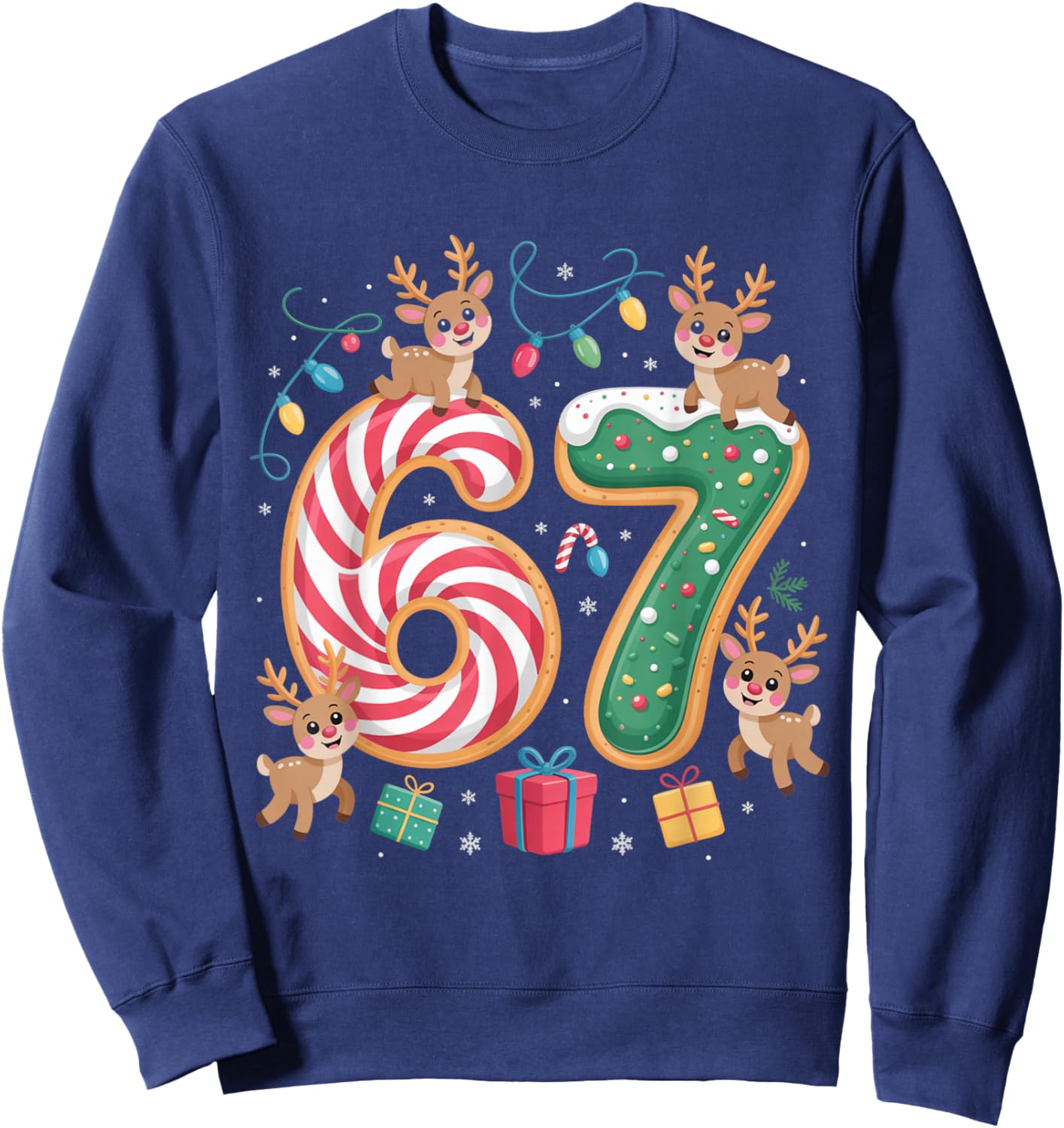 Christmas 67 Funny Xmas Six Seven Ugly Sweater 6-7 Sweatshirt - Sweatshirt | Navy
