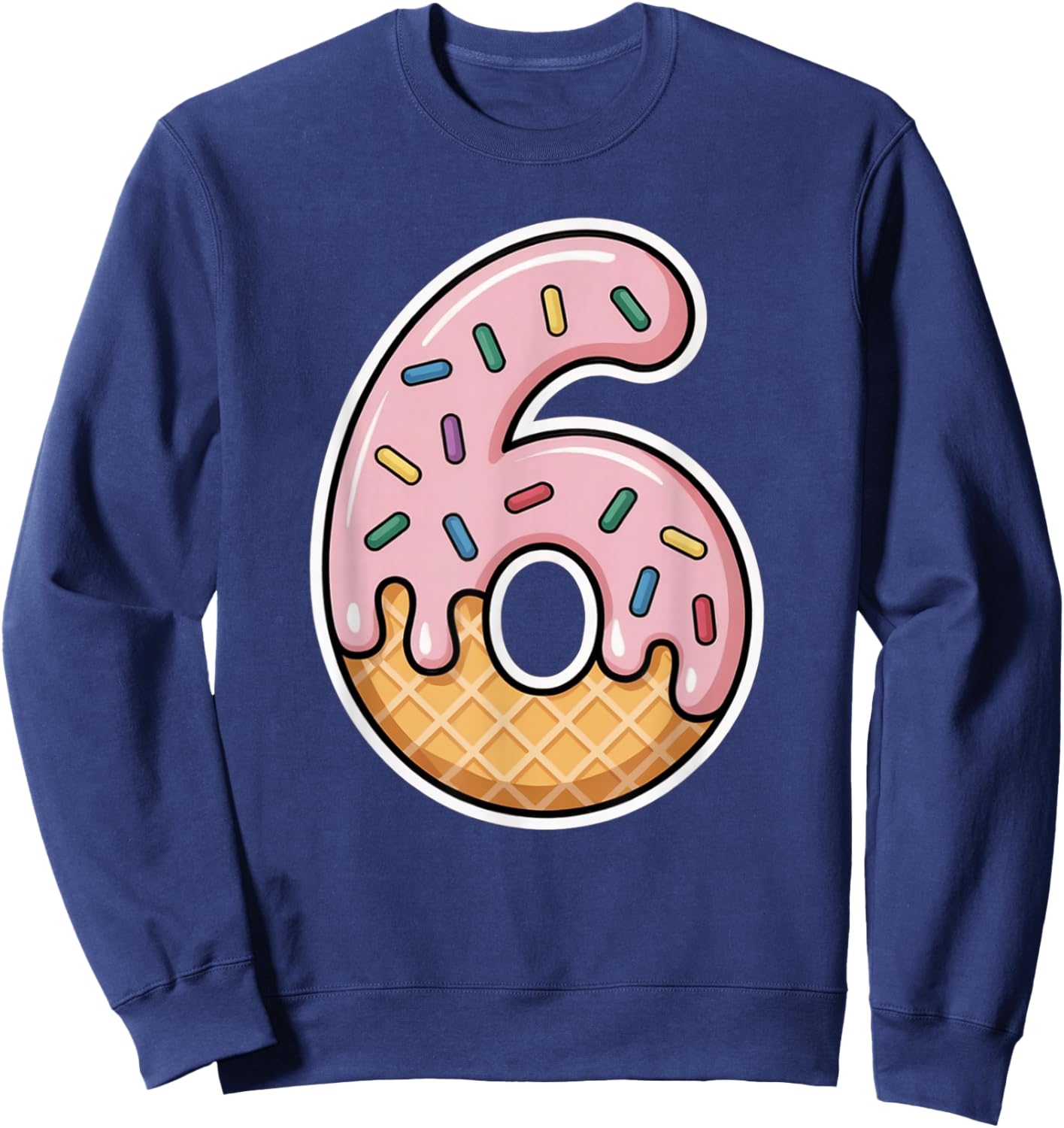 Number 6 Ice Cream Drip Six Seven 67 Meme 6th Birthday Boy Sweatshirt - Sweatshirt | Navy