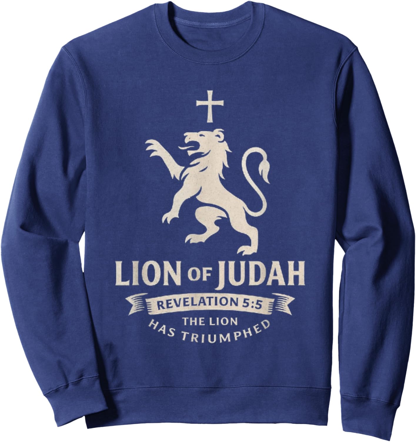 Lion of Judah Christian Apparel – Revelation 5:5 – Vintage Sweatshirt - Sweatshirt | Navy
