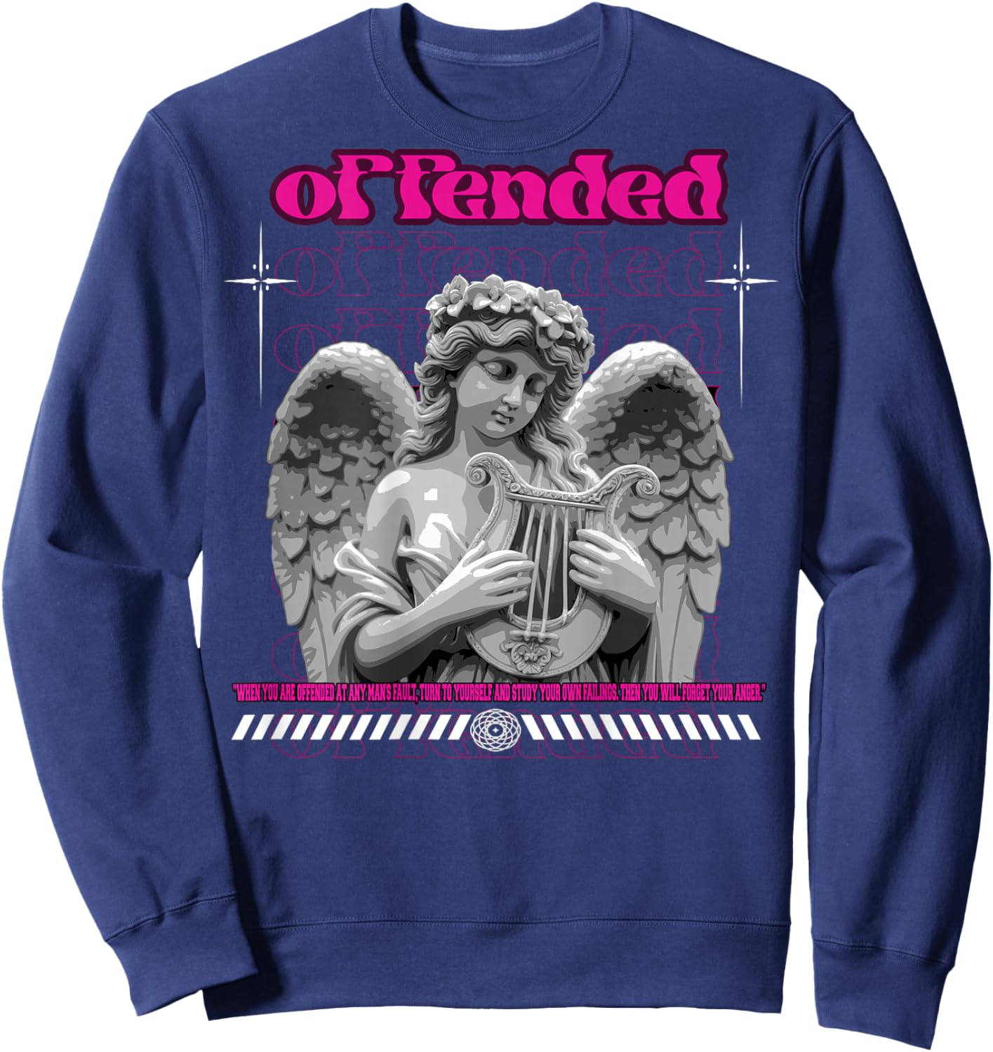 Y2K Angel Back Print Streetwear Aesthetic Hiphop Retro Urban Sweatshirt - Sweatshirt | Navy