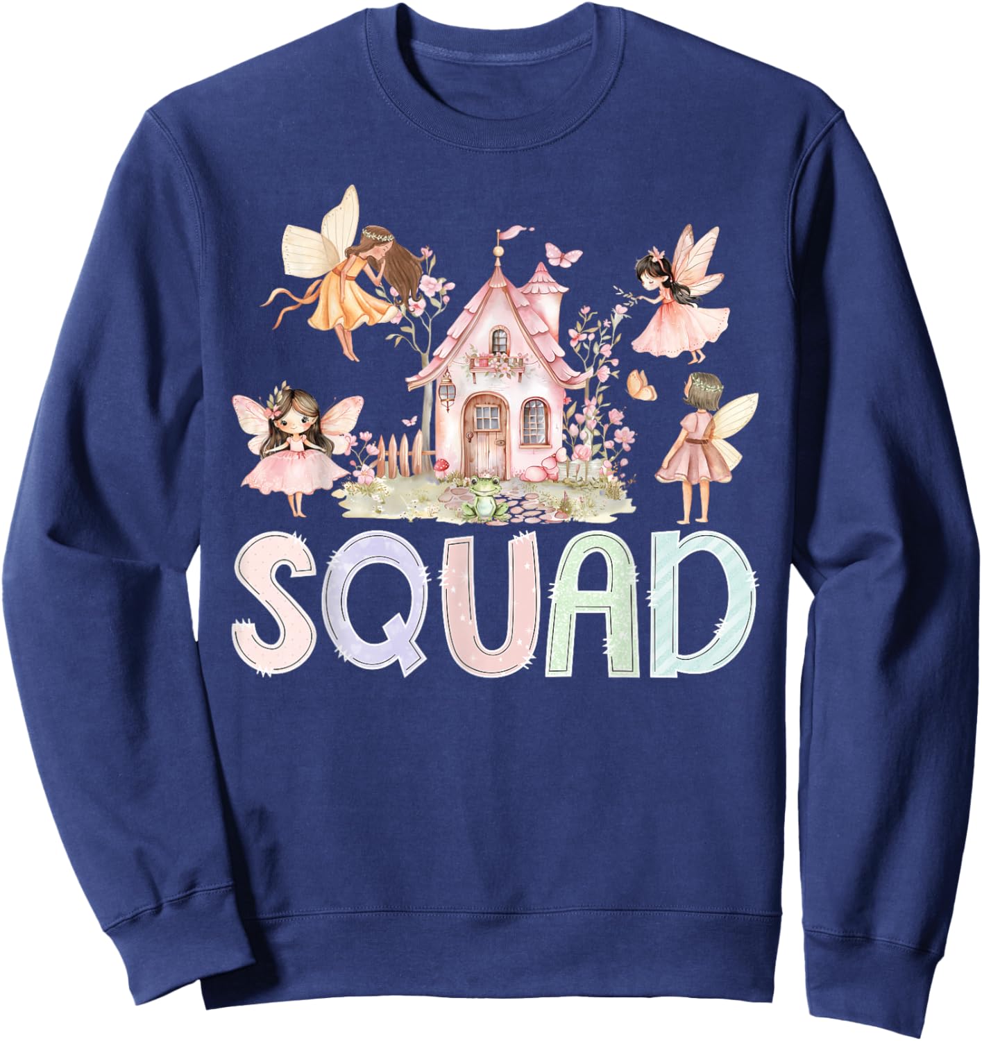 Fairy Squad Magical Floral Birthday Girl Fairytale Matching Sweatshirt - Sweatshirt | Navy
