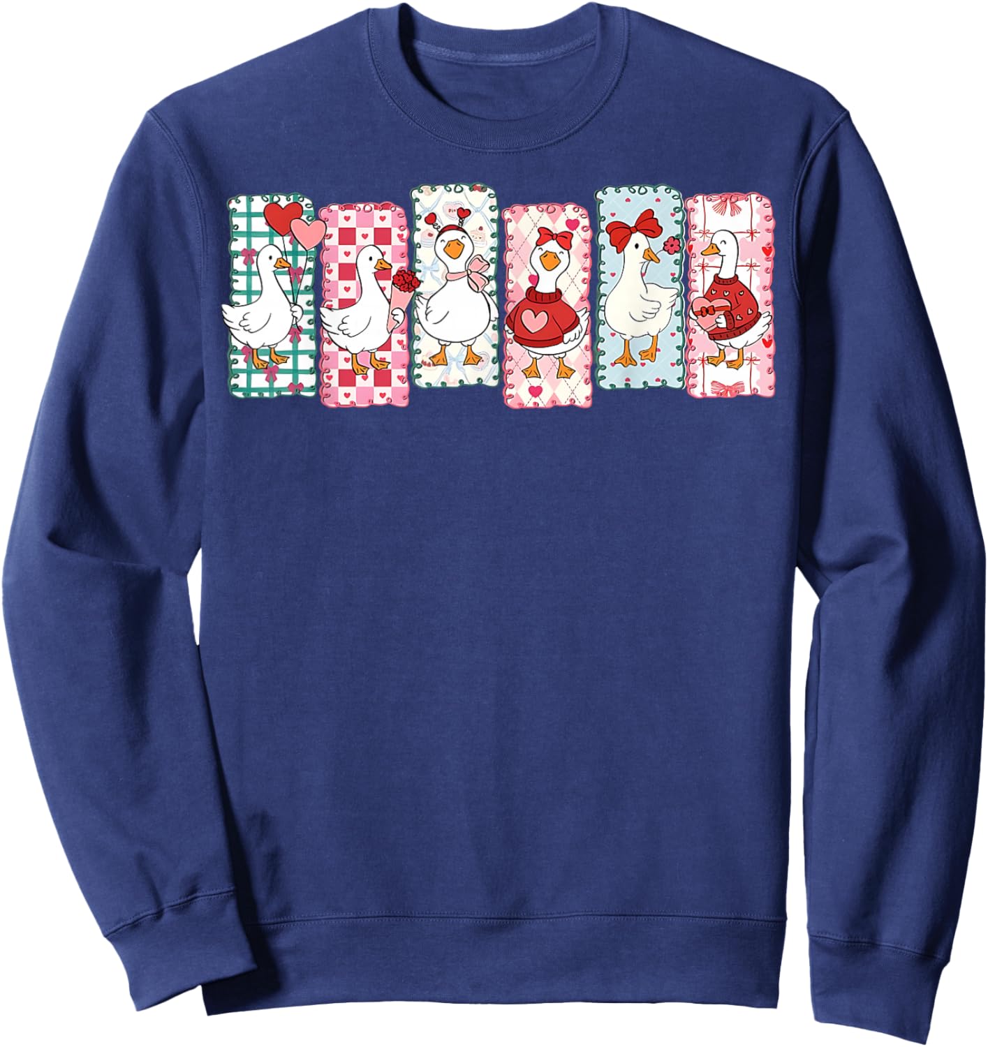 Just A Lovely Goose Cute Goose Valentine's Day Sweatshirt - Sweatshirt | Navy