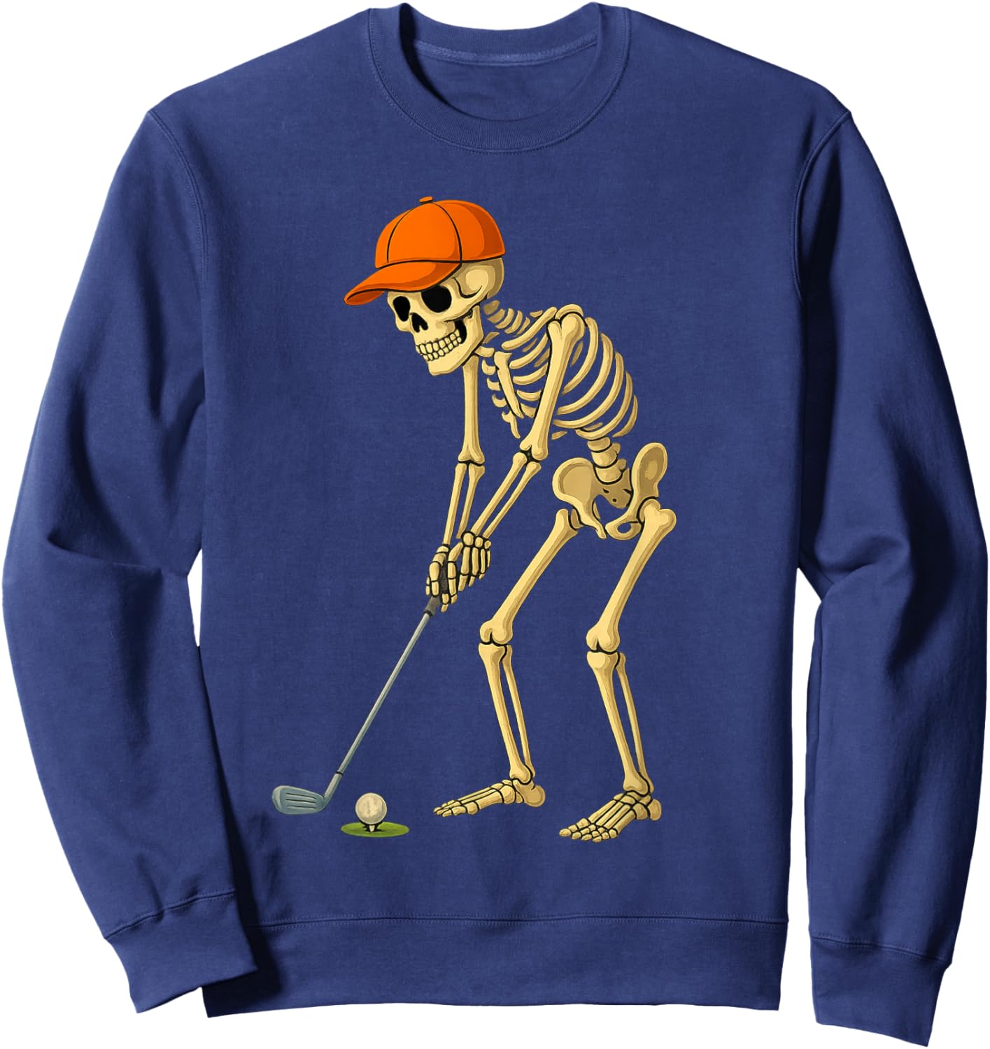 Skeleton Golf Halloween Golfer Golf Player Funny Men Dad Sweatshirt - Sweatshirt | Navy