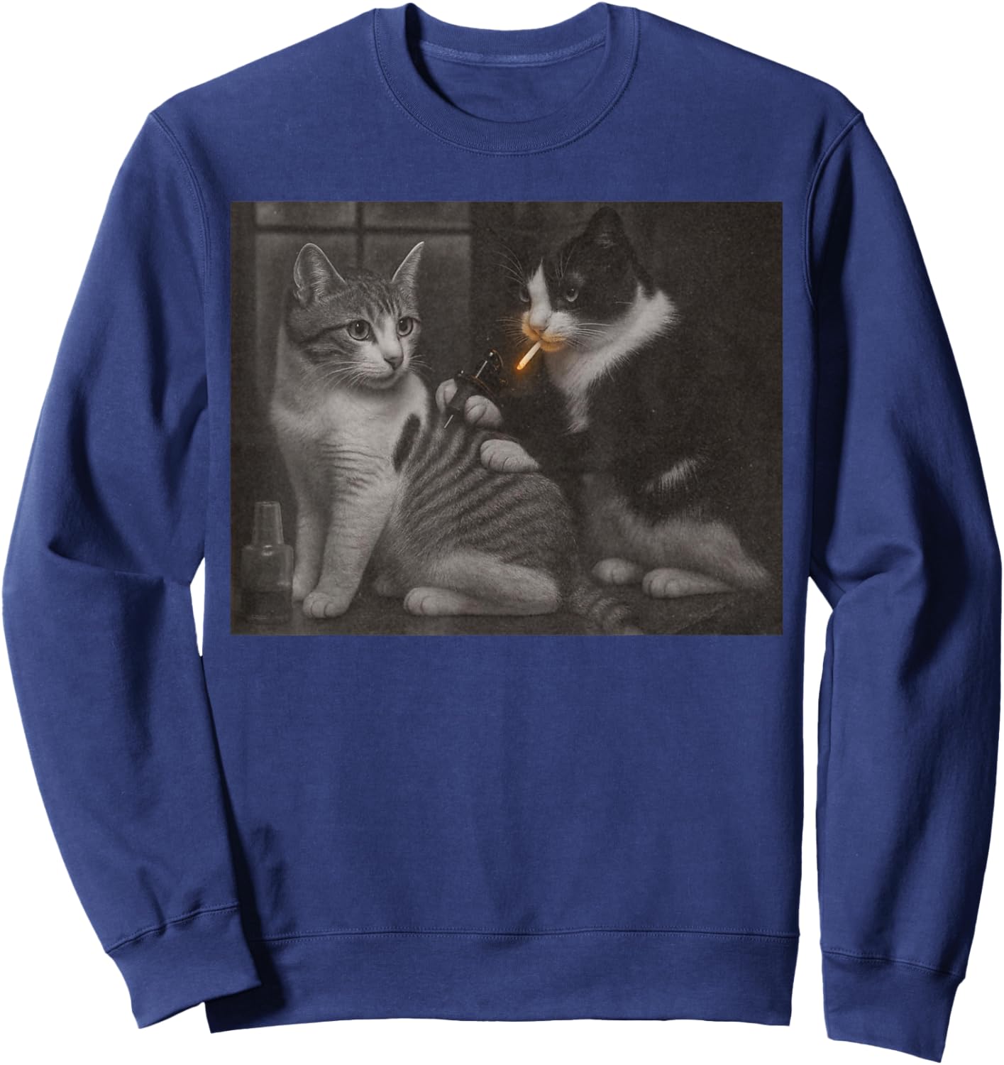 Vintage Cat Tattoo Inked Kitty Artist Funny Meme Men Women Sweatshirt - Sweatshirt | Navy