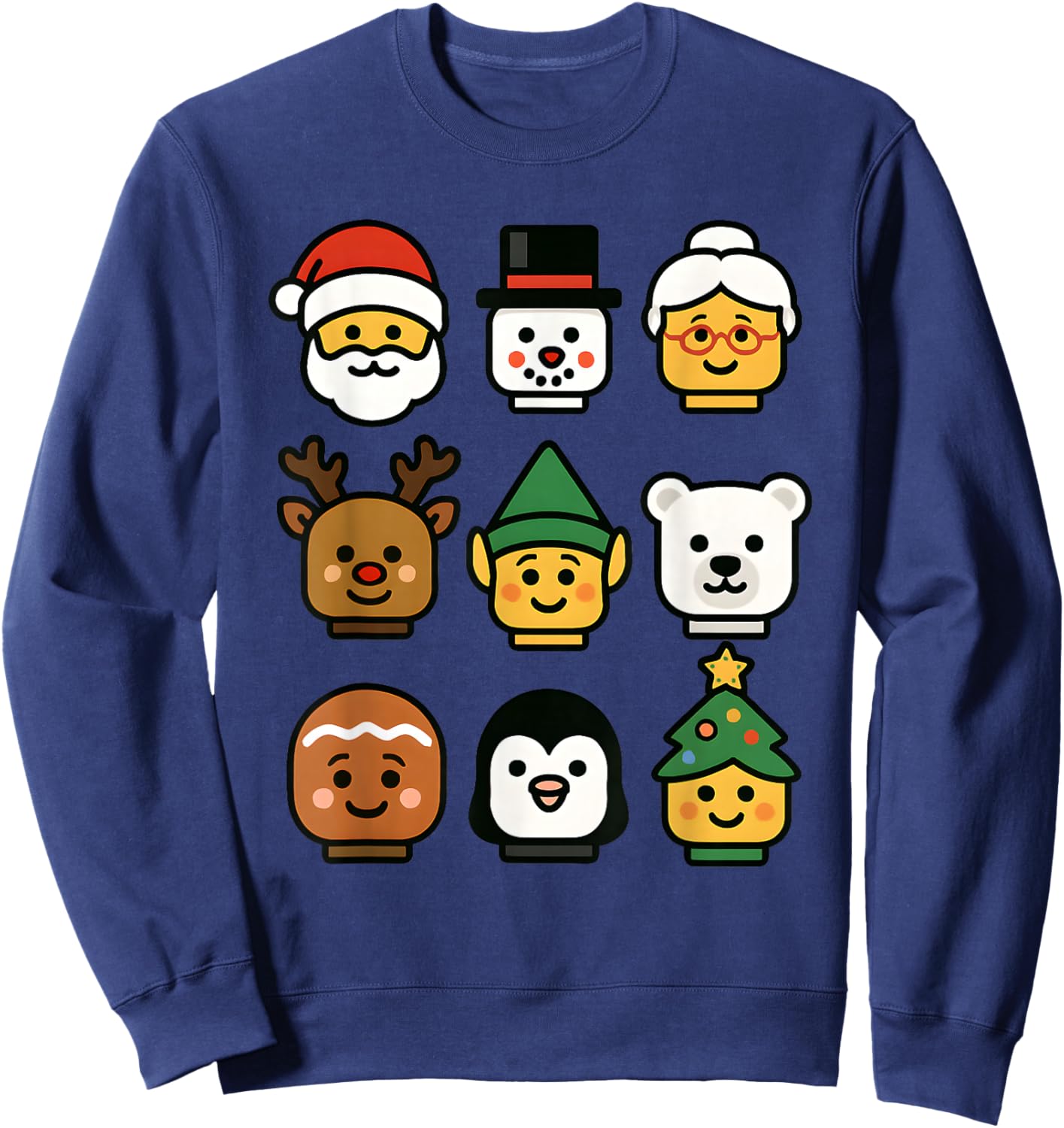 Christmas Building Brick Head Santa Elf Xmas Boys Kids Youth Sweatshirt - Sweatshirt | Navy