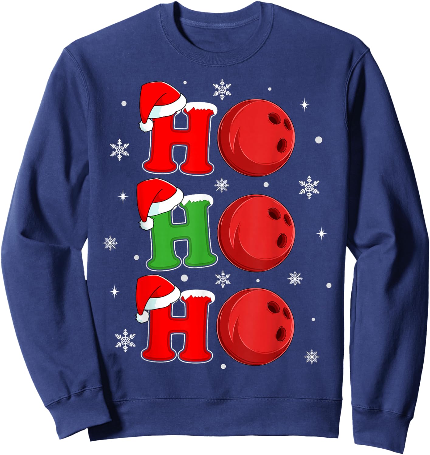 Ho Ho Ho Santa Bowling Ball Christmas Sports Player Xmas Sweatshirt - Sweatshirt | Navy