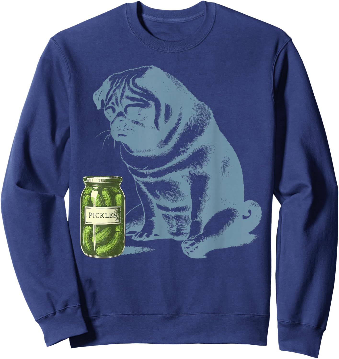 Vintage Pug Dog Pickle Jar Vegetarian Vegetable Pet Lover Sweatshirt - Sweatshirt | Navy