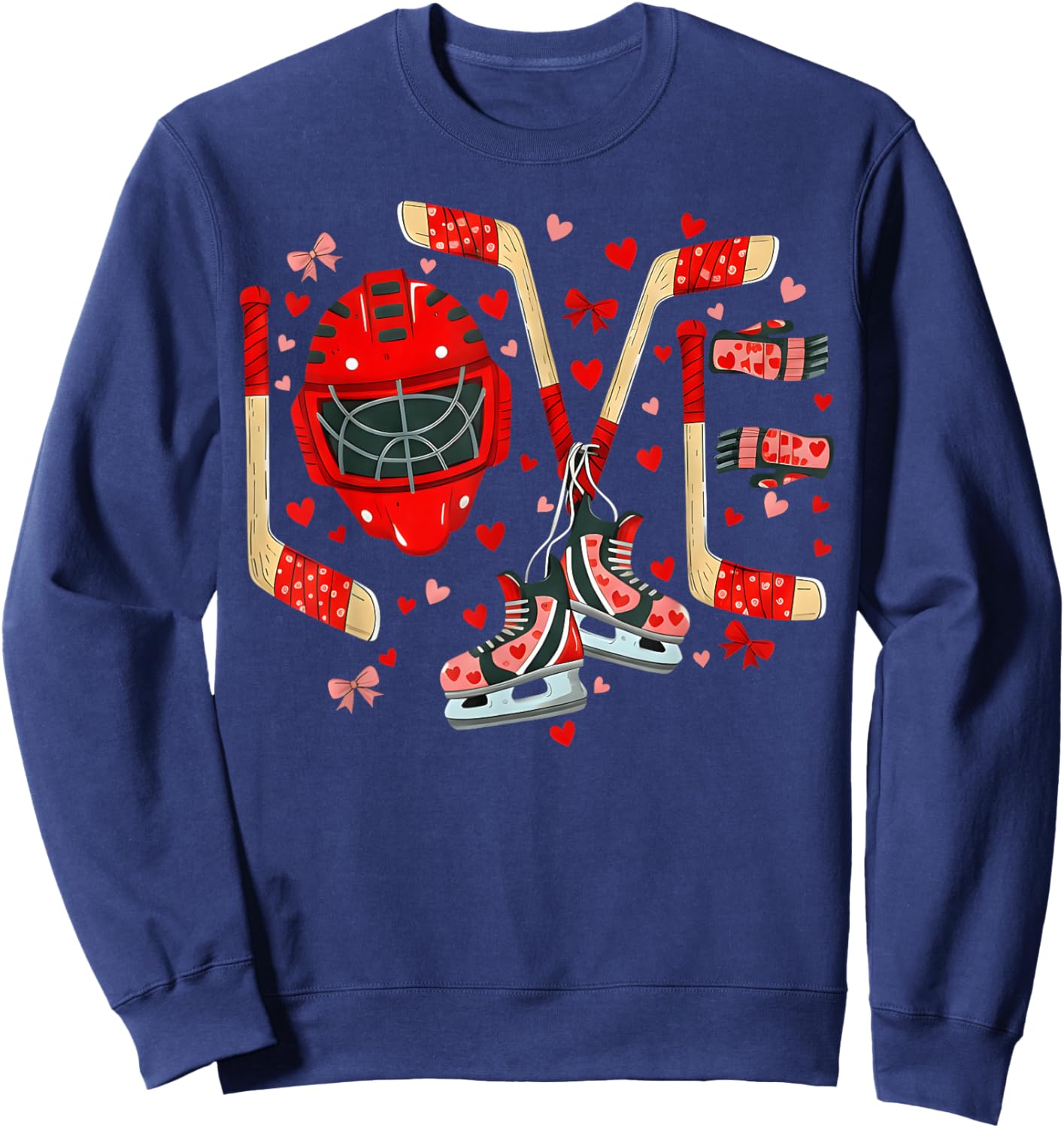 Valentines Day Love Ice Hockey Items Men Boys Kids Teens Sweatshirt - Sweatshirt | Navy