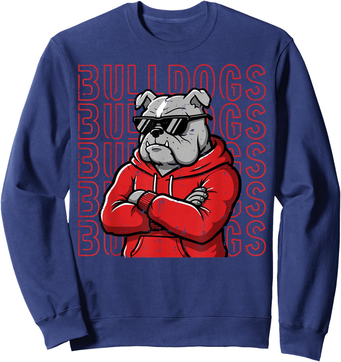 Bulldog Women Kids Boys Girls Men Youth Teen Sweatshirt - Sweatshirt | Navy
