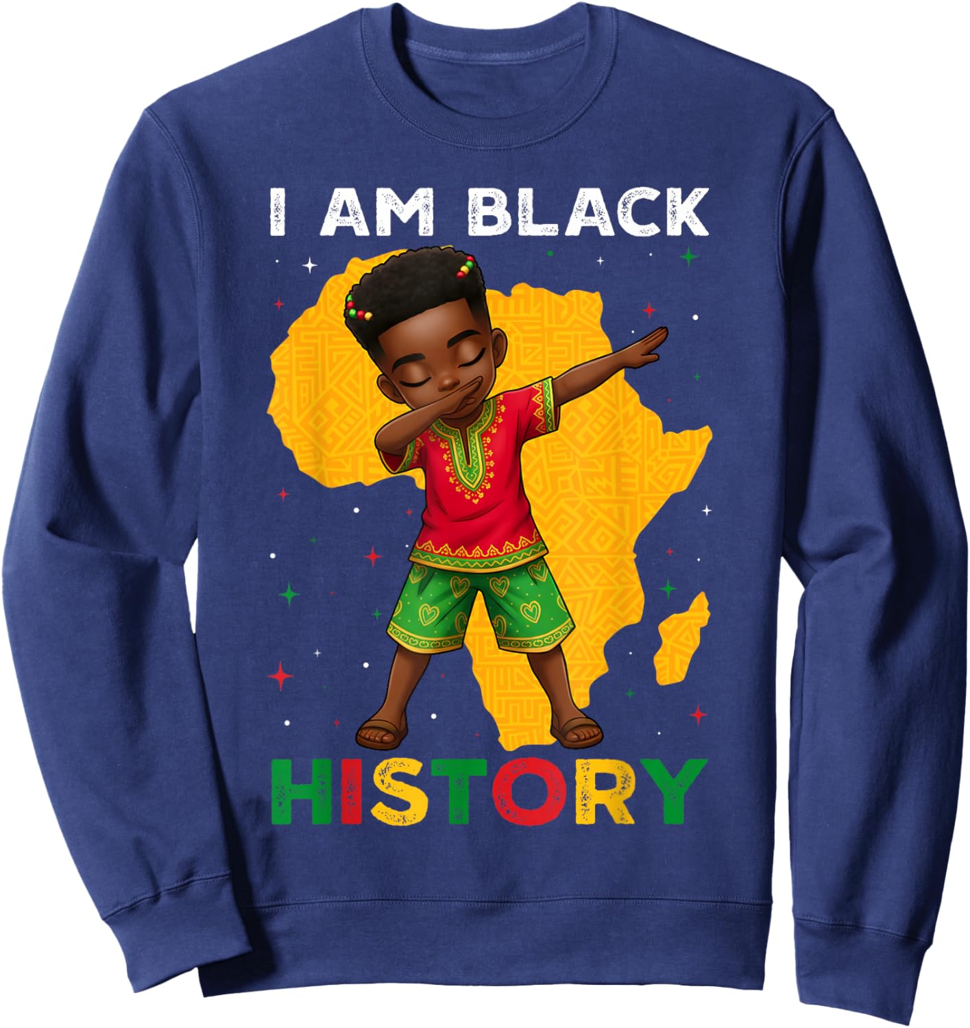 Black History Month African American Afro Boys Kids Toddler Sweatshirt - Sweatshirt | Navy