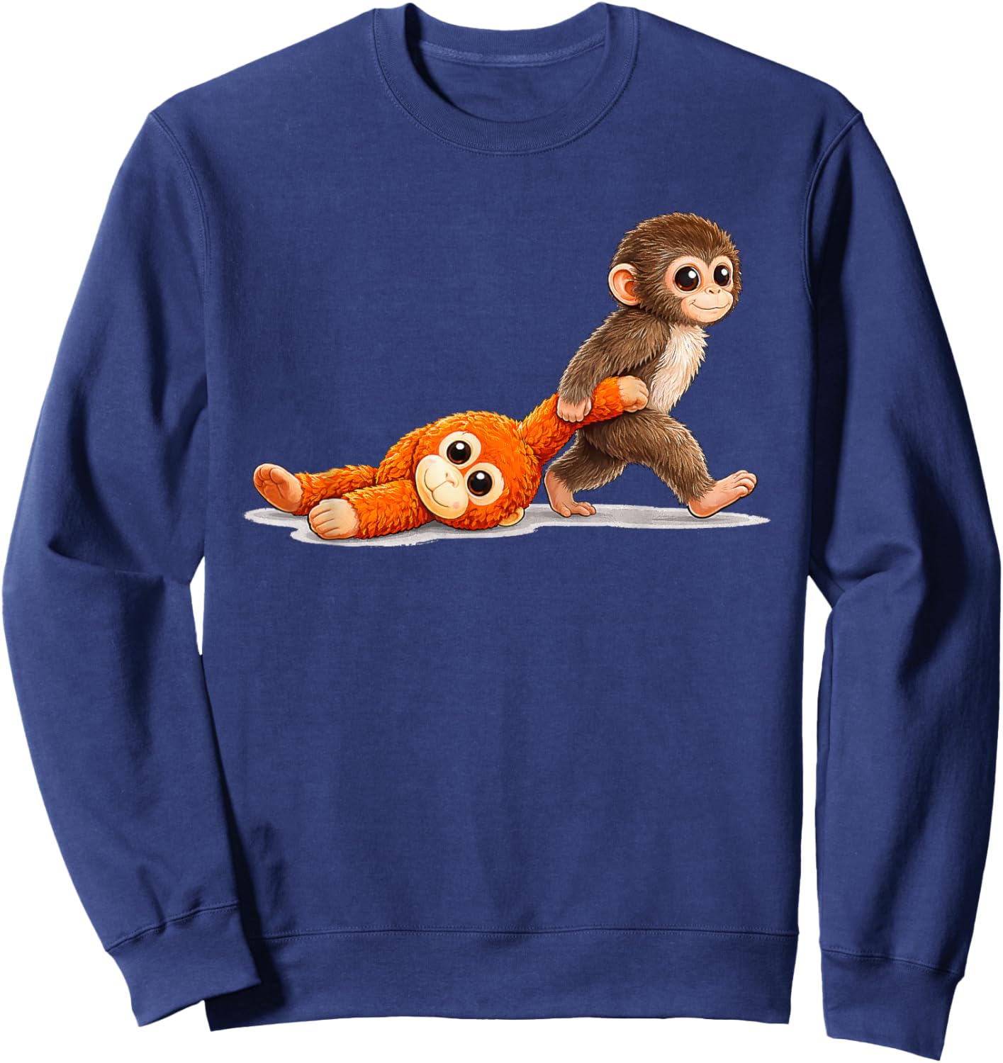 Retro Cute Monkey Punch Ultimately i Have to be Brave Viral Sweatshirt - Sweatshirt | Navy