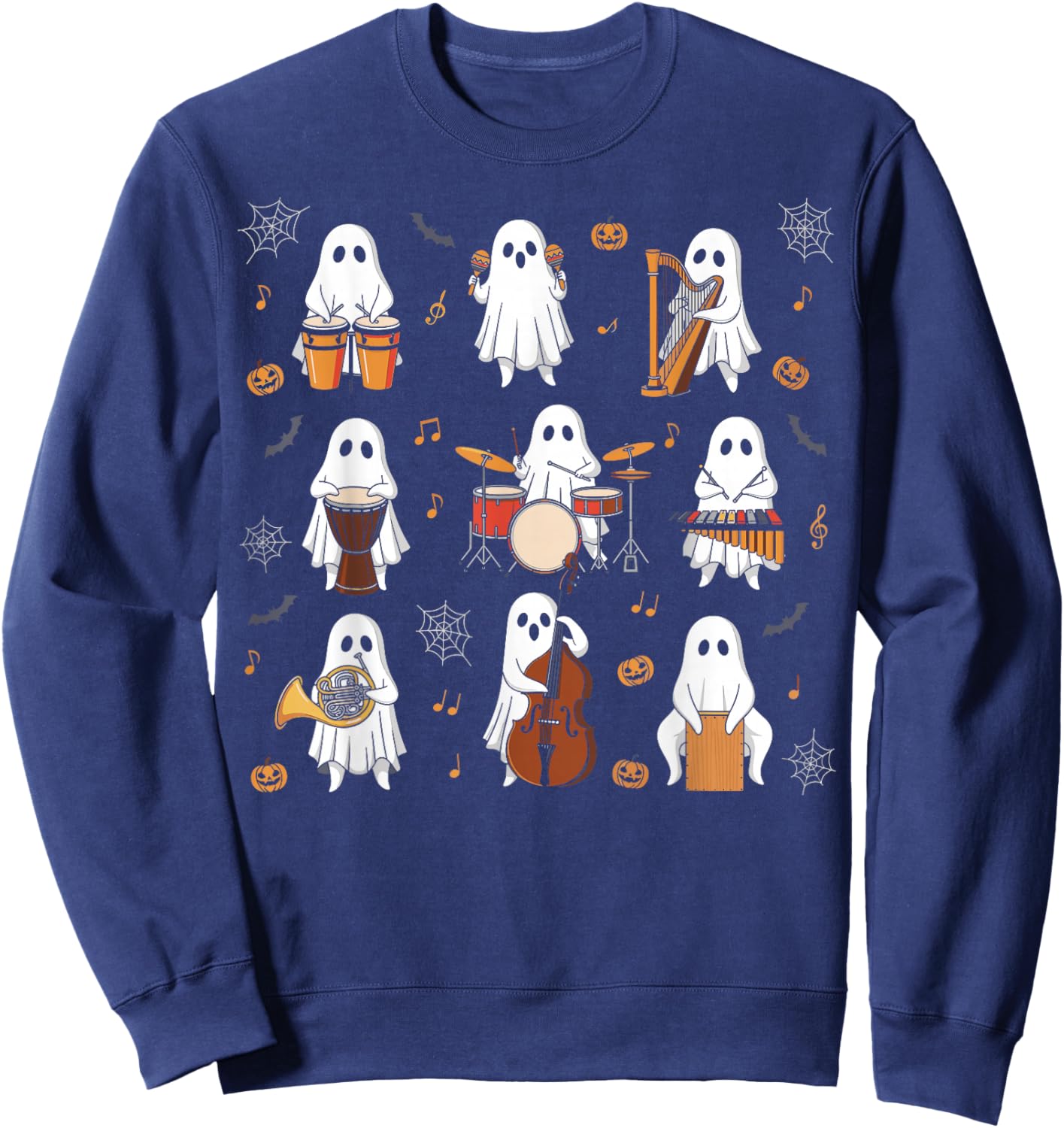 Ghost Music Teacher Funny Halloween Musician Costume Sweatshirt - Sweatshirt | Navy