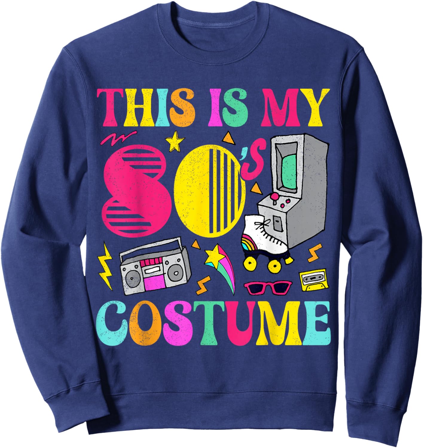 Vintage 80s Vibes Costume Nostalgia 1980s Fashion Cassette Sweatshirt - Sweatshirt | Navy