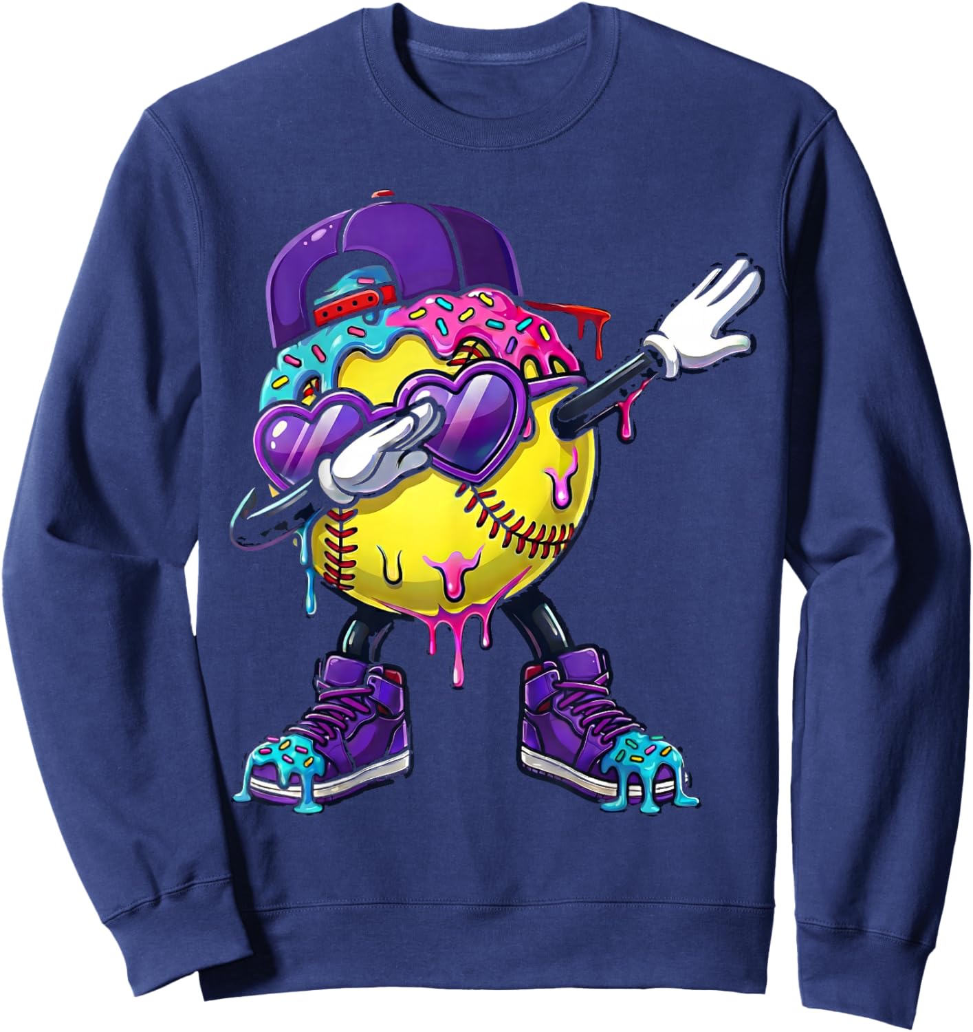 Softball Ice Cream Drip Dabbing Sports Sprinkles for Boys Sweatshirt - Sweatshirt | Navy