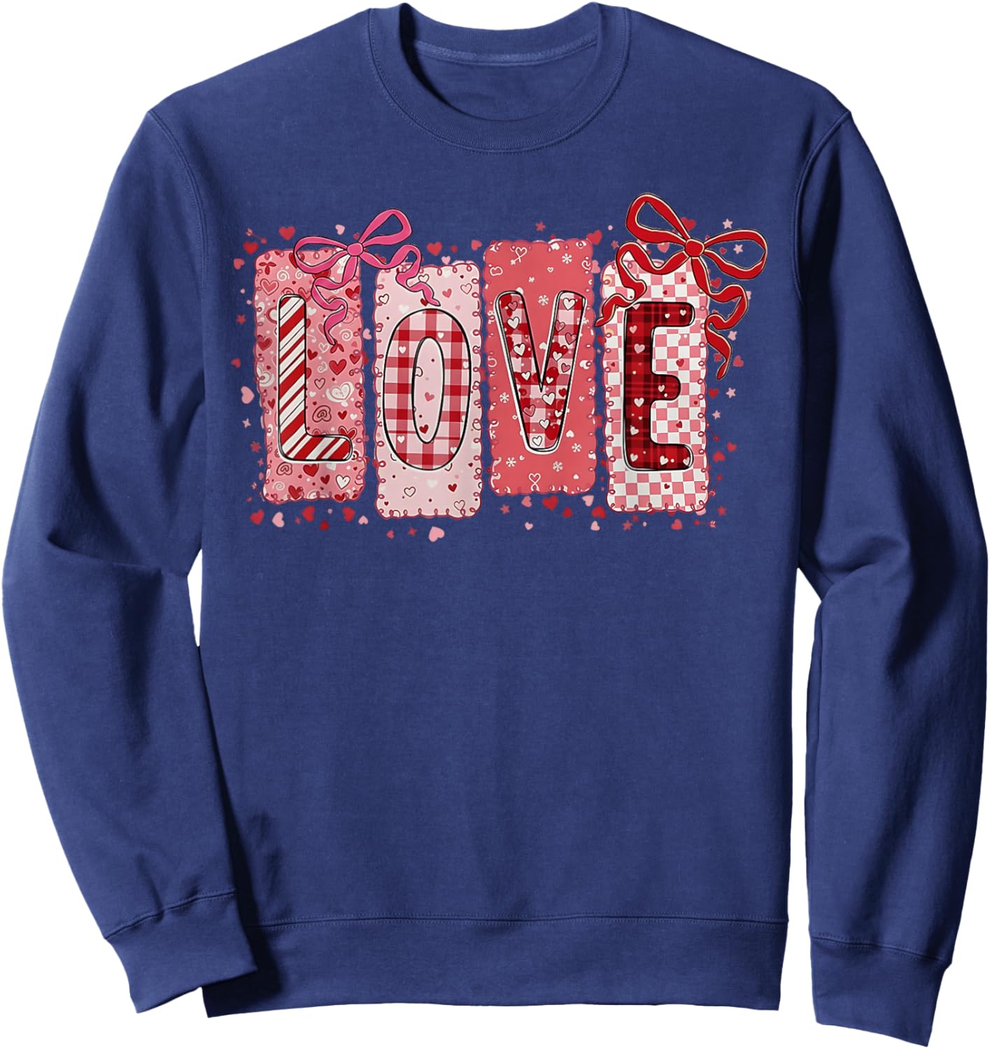 Preppy Valentine Pink Coquette Bow Love Women Girls Kids Sweatshirt - Sweatshirt | Navy