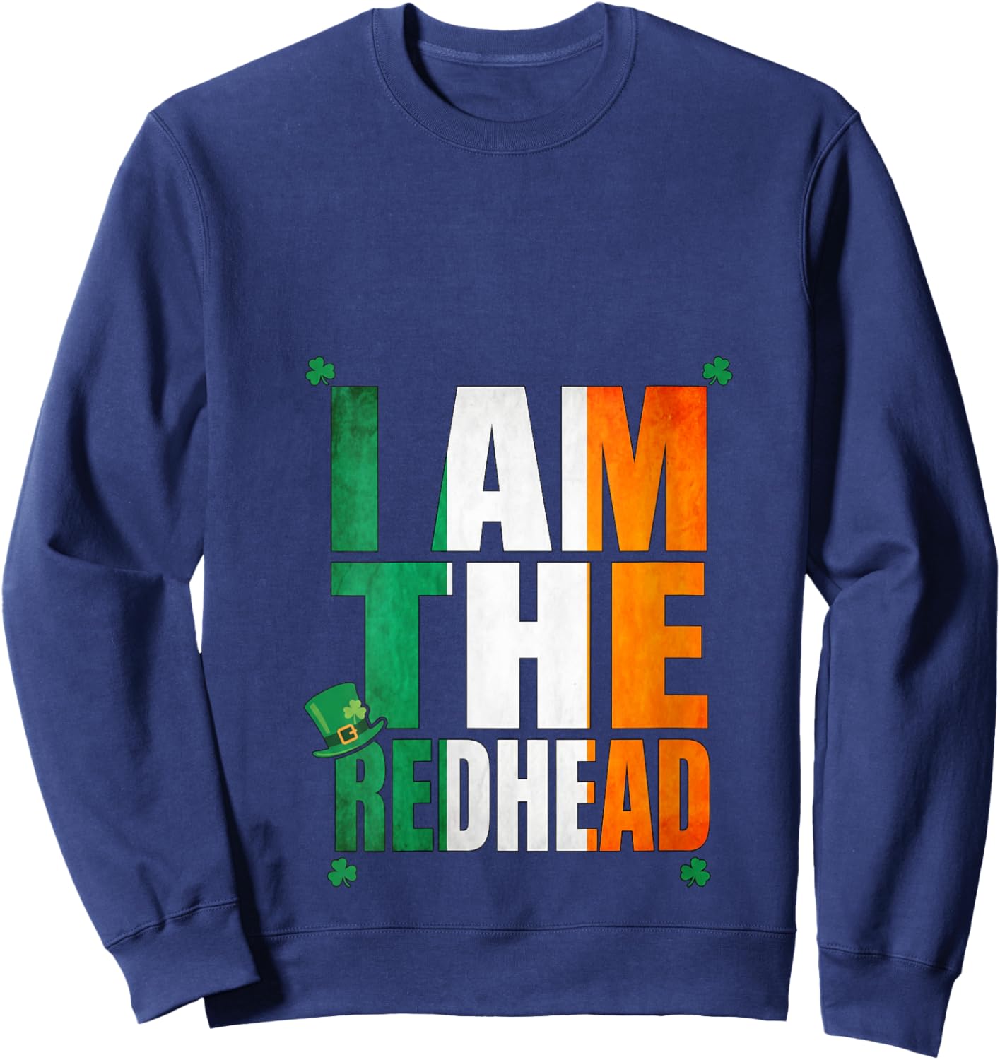 Women's Irish Flag I am The Redhead St Patrick’s Day Leprechaun Hat V-Neck Sweatshirt - Sweatshirt | Navy